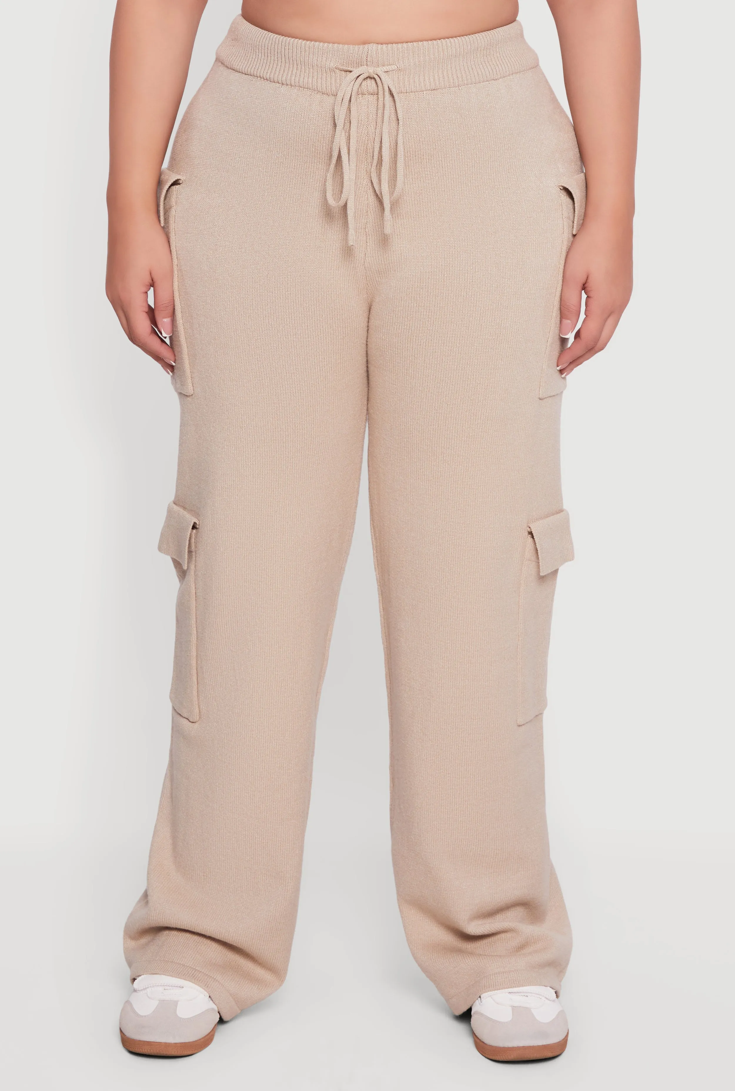 Plus Size High Waisted Wide Leg Utility Sweatpants sold by Rainbow product image thumbnail 3
