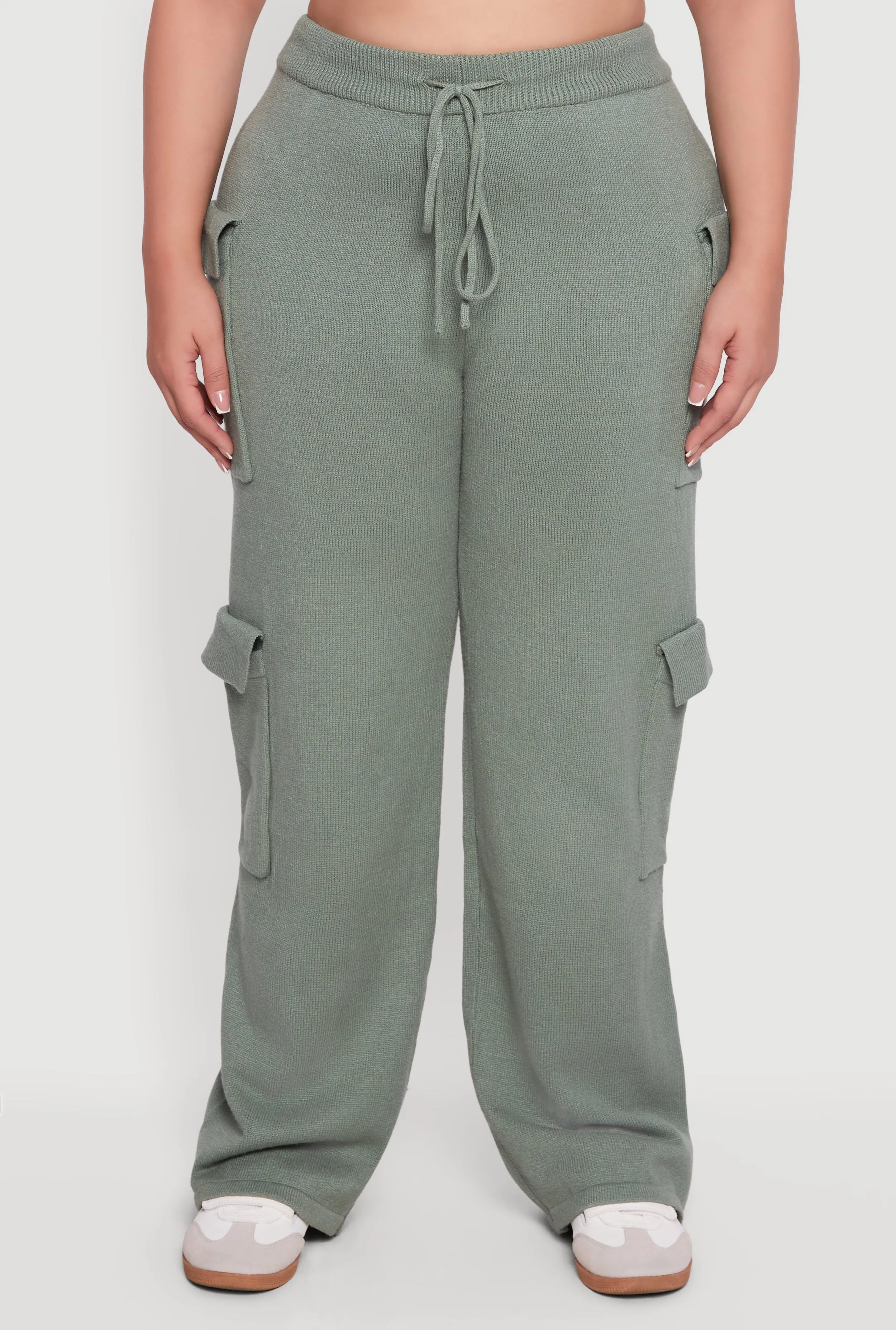Plus Size High Waisted Wide Leg Utility Sweatpants sold by Rainbow product image thumbnail 3