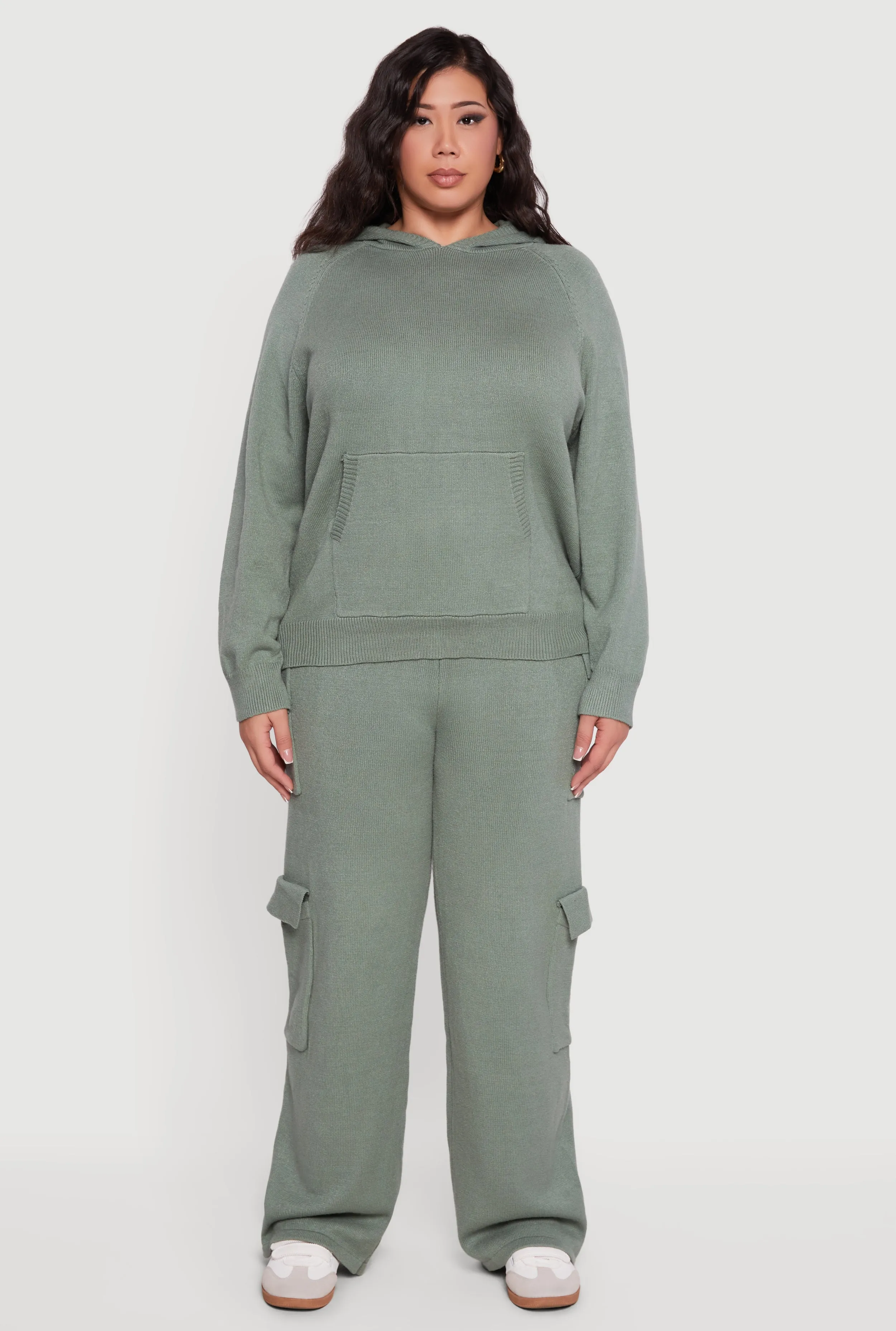Plus Size High Waisted Wide Leg Utility Sweatpants sold by Rainbow product image thumbnail 2