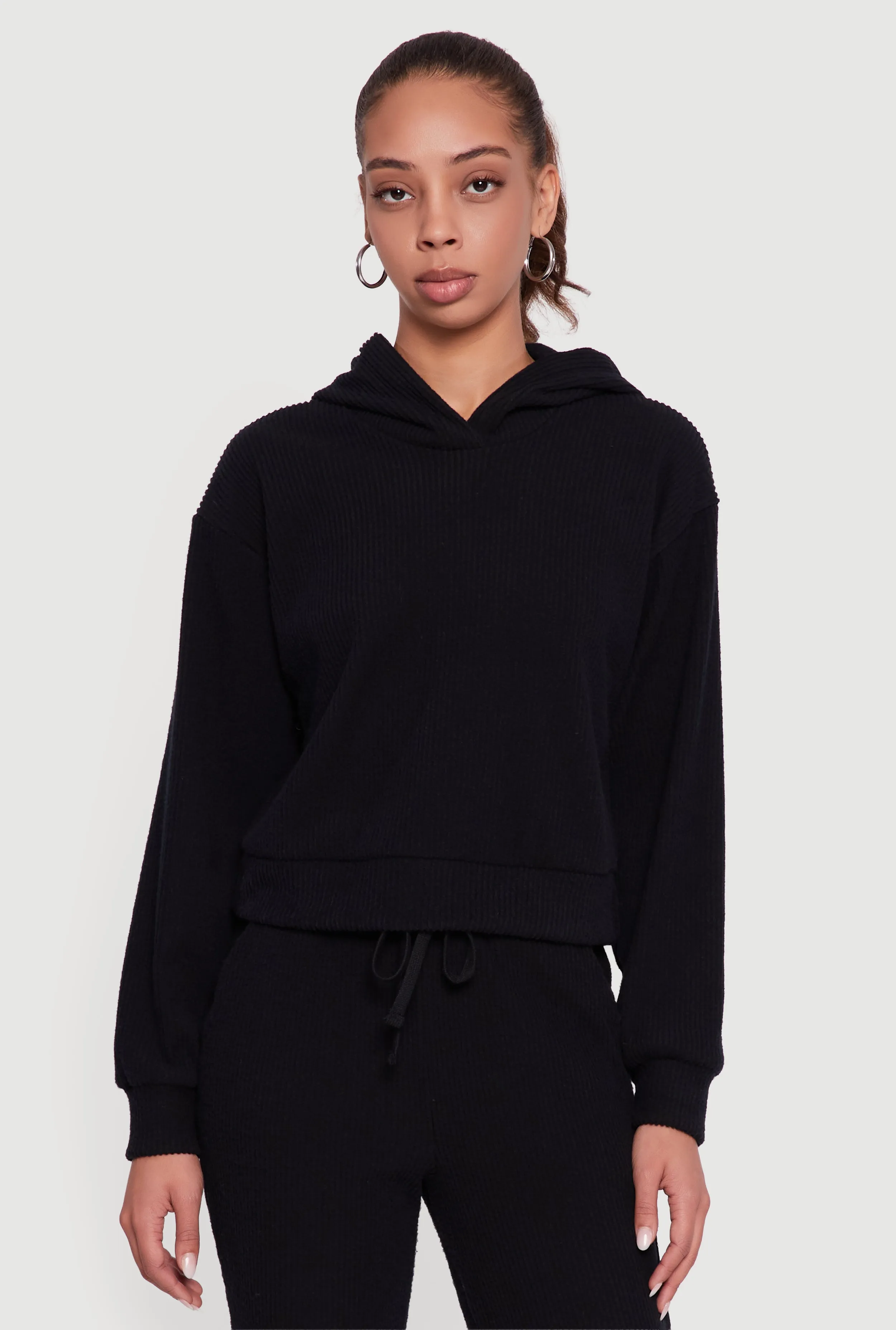 Brushed Rib Knit Pullover Hoodie sold by Rainbow product image thumbnail 4