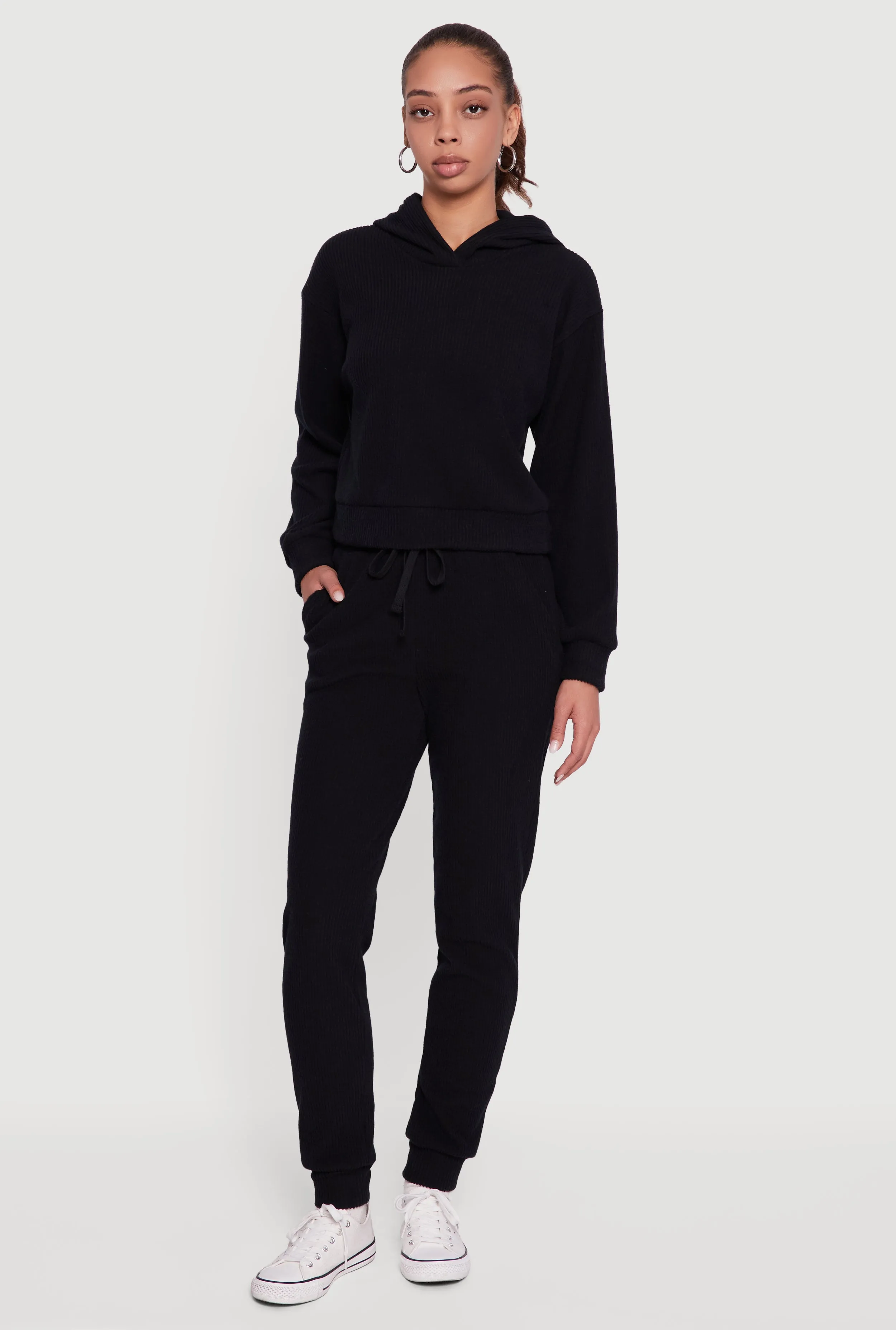 Brushed Rib Knit Drawstring Waist Joggers sold by Rainbow product image thumbnail 2