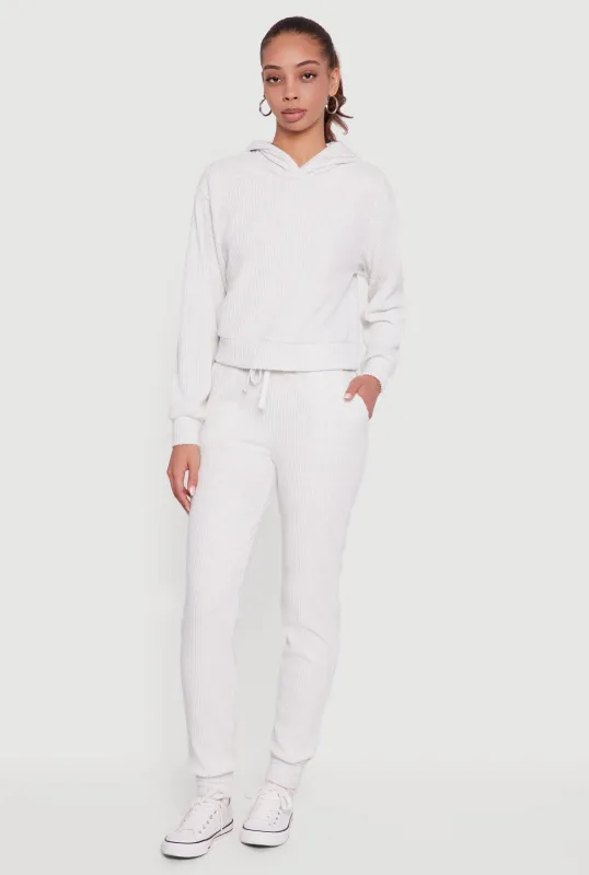 Brushed Rib Knit Drawstring Waist Joggers sold by Rainbow