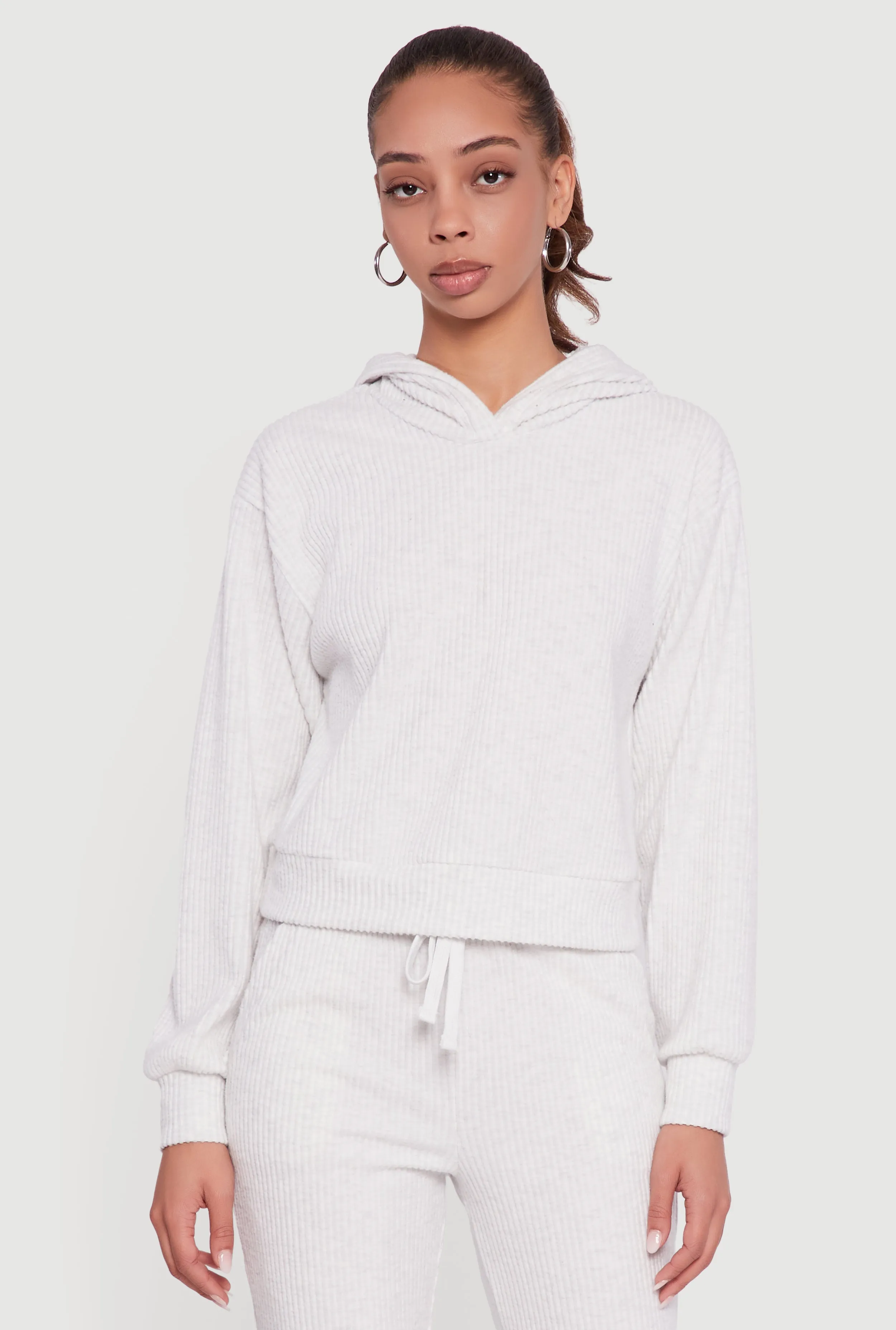 Brushed Rib Knit Pullover Hoodie sold by Rainbow