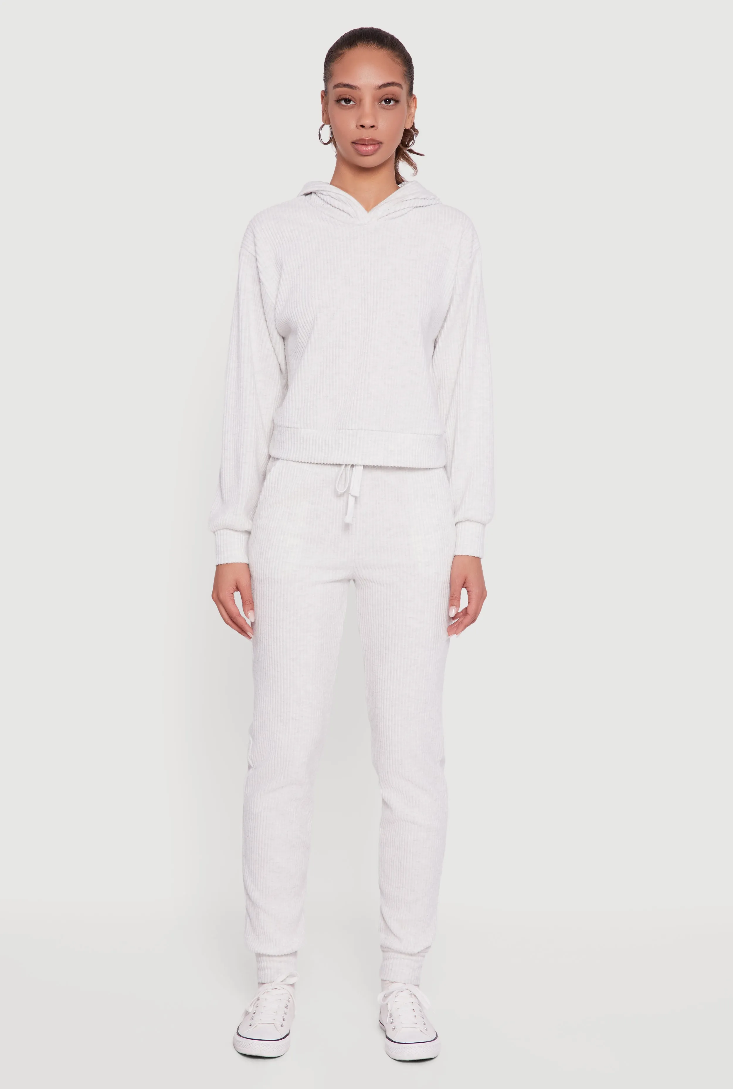 Brushed Rib Knit Pullover Hoodie sold by Rainbow product image thumbnail 3