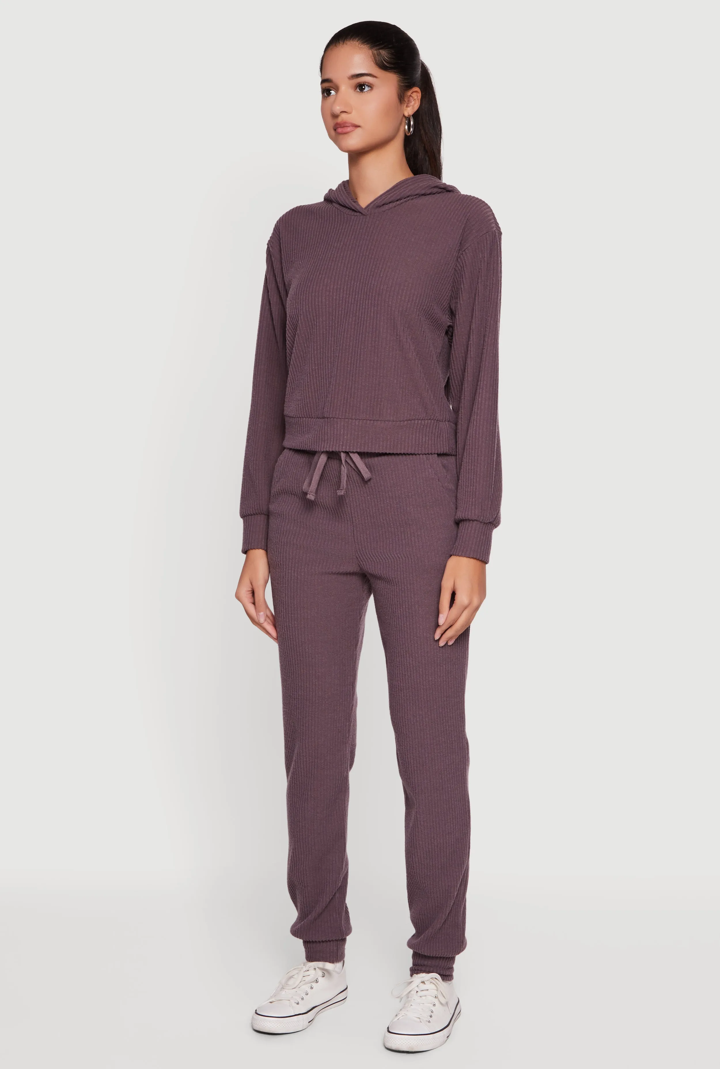 Brushed Rib Knit Pullover Hoodie sold by Rainbow product image thumbnail 5