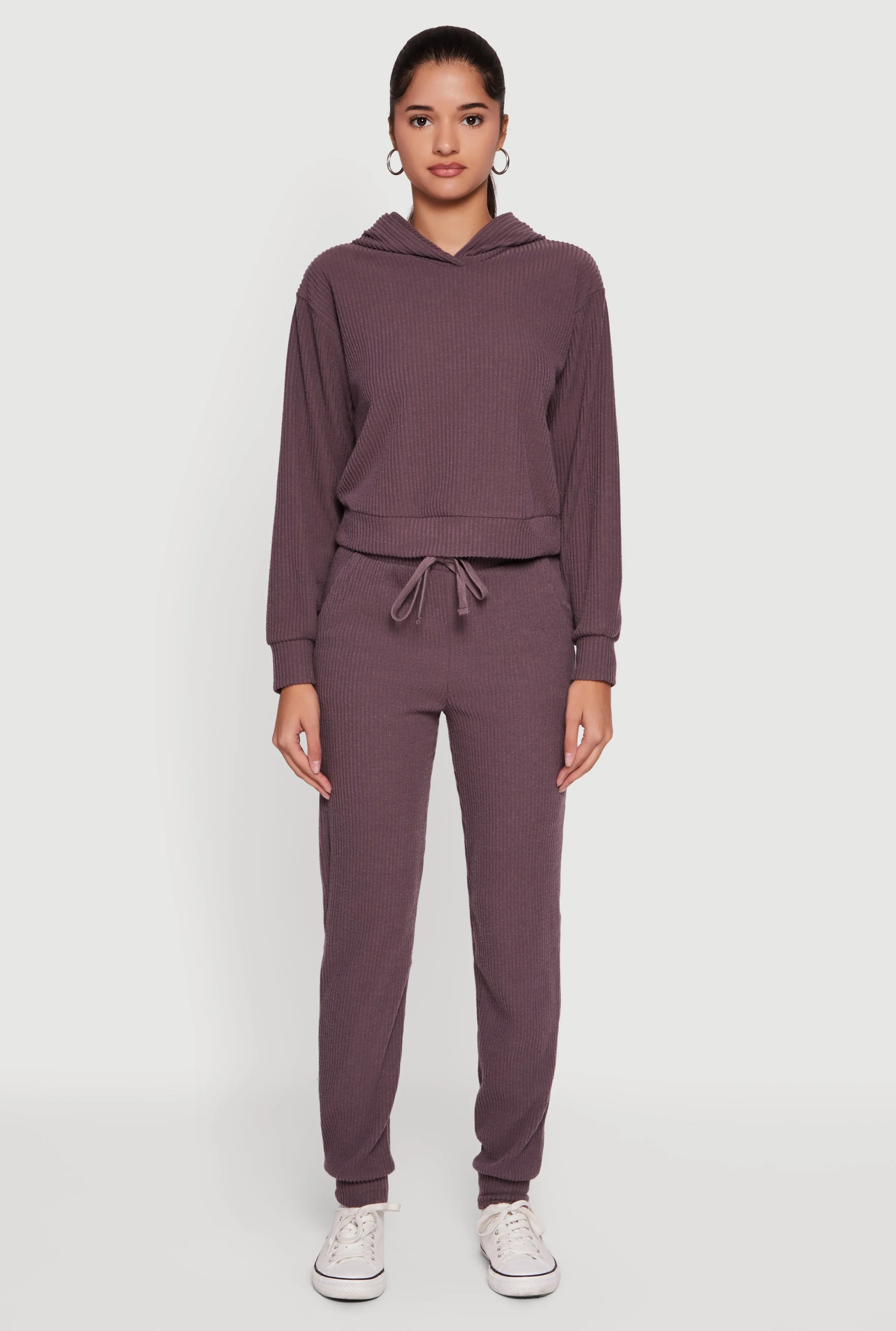 Brushed Rib Knit Pullover Hoodie sold by Rainbow product image thumbnail 2