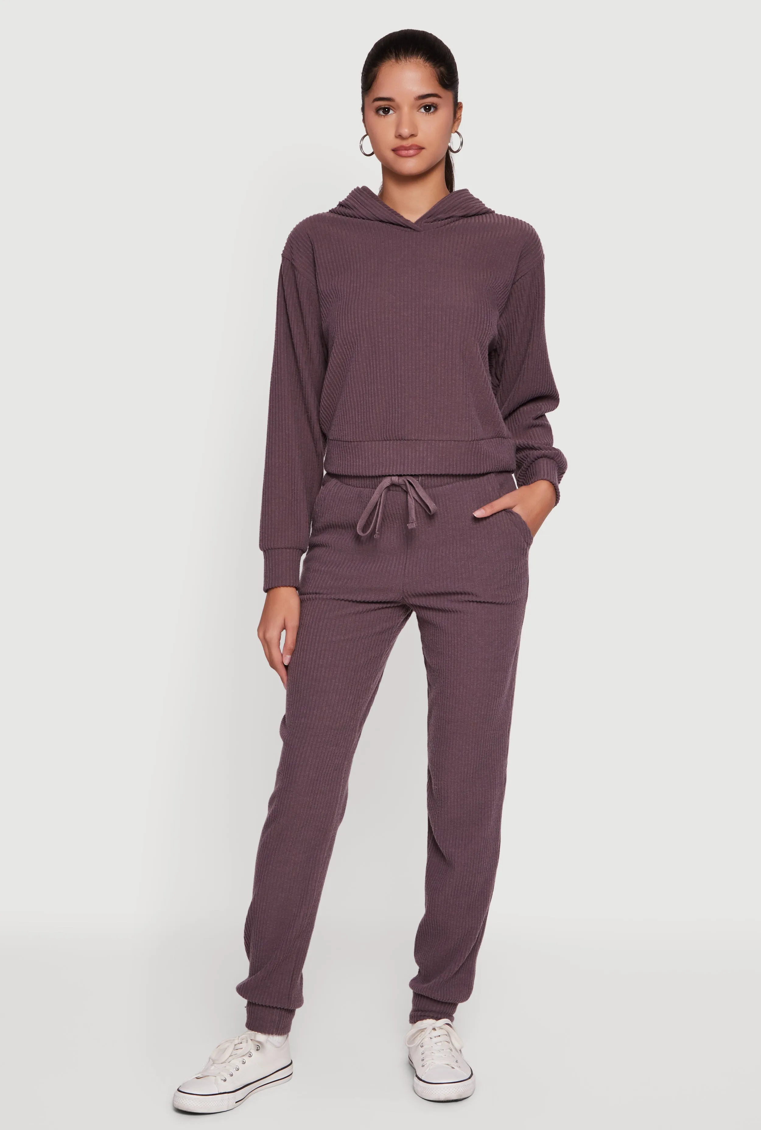 Brushed Rib Knit Pullover Hoodie sold by Rainbow product image thumbnail 3