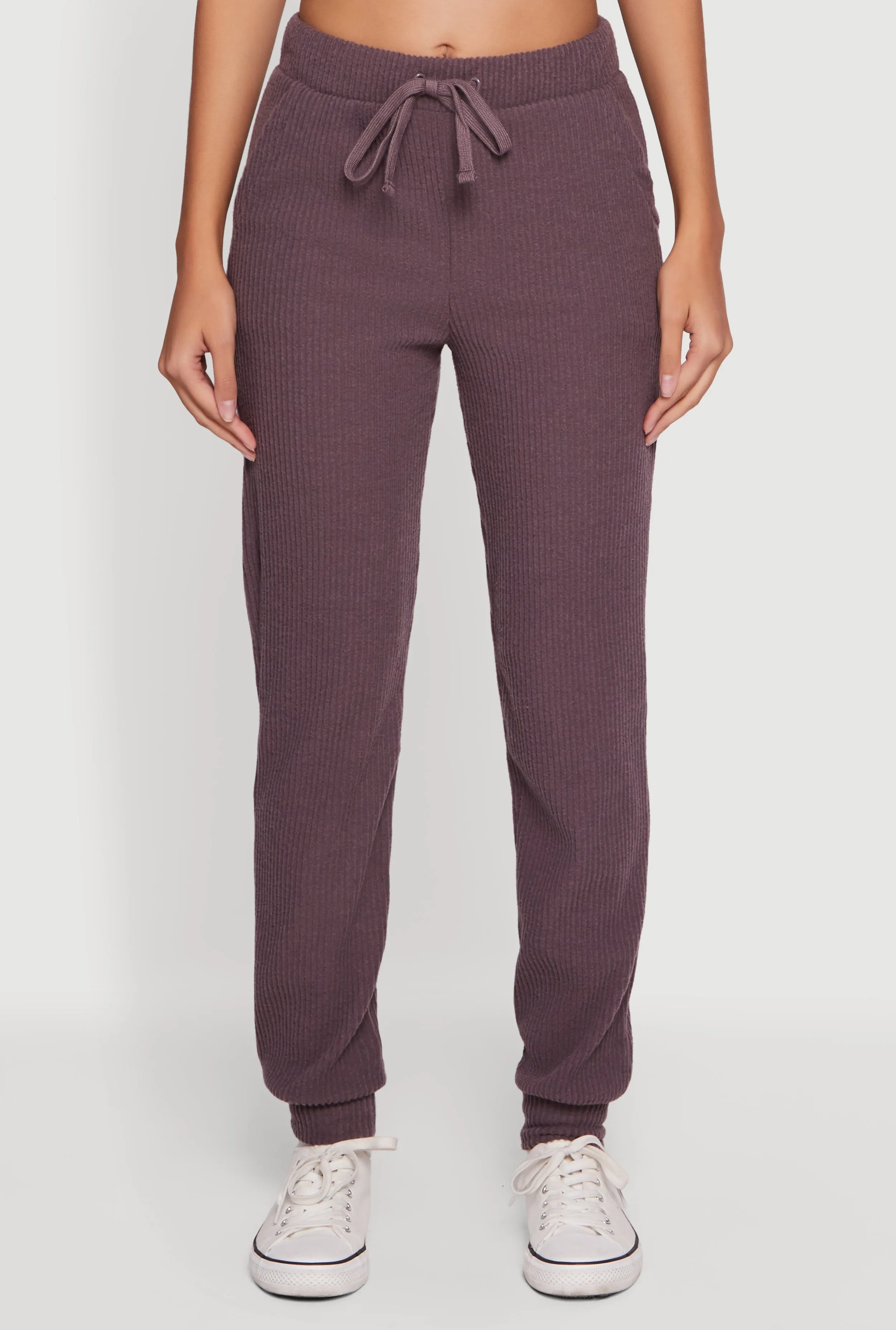 Brushed Rib Knit Drawstring Waist Joggers sold by Rainbow product image thumbnail 3