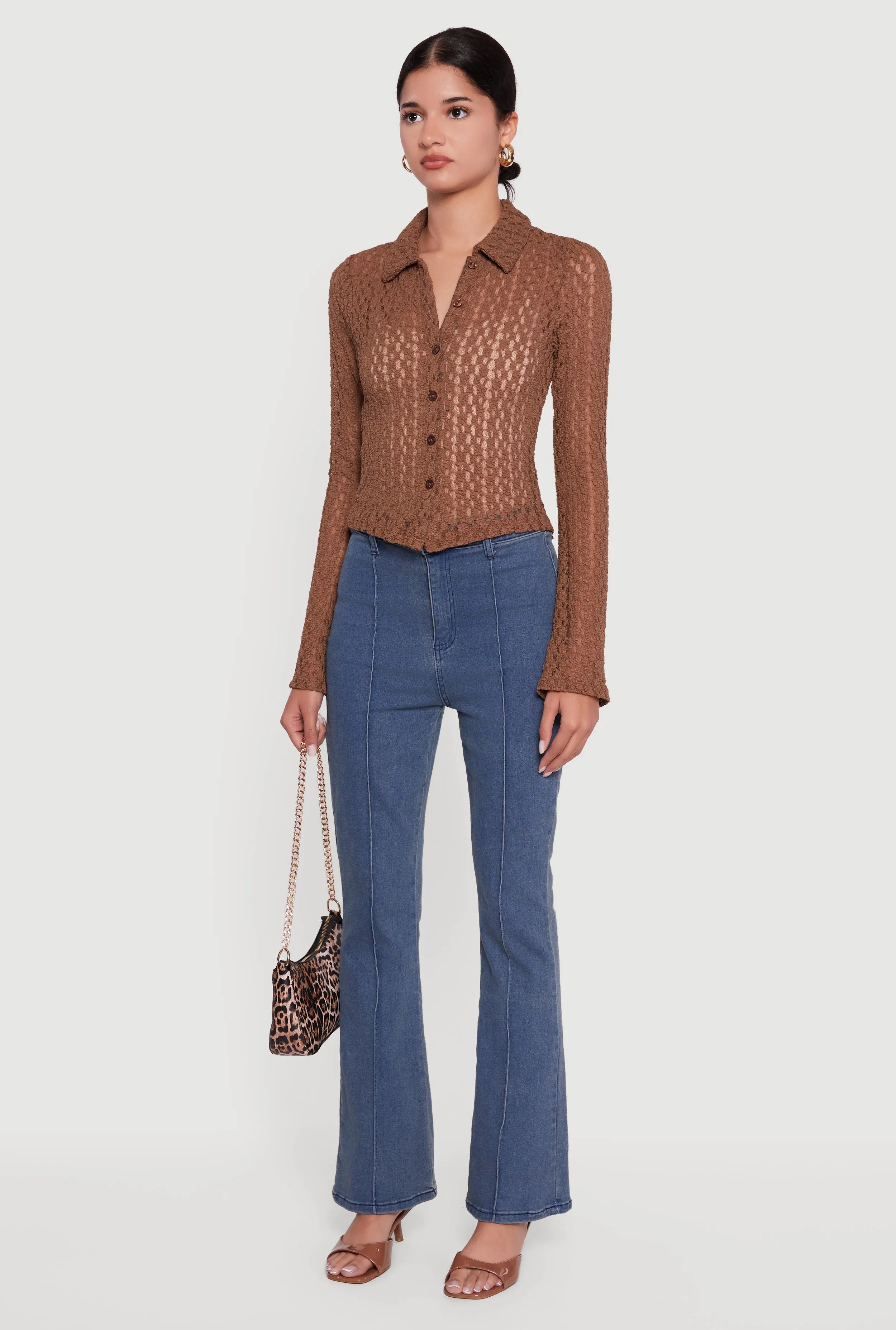 Long Sleeve Lace Button Front Blouse sold by Rainbow product image thumbnail 5