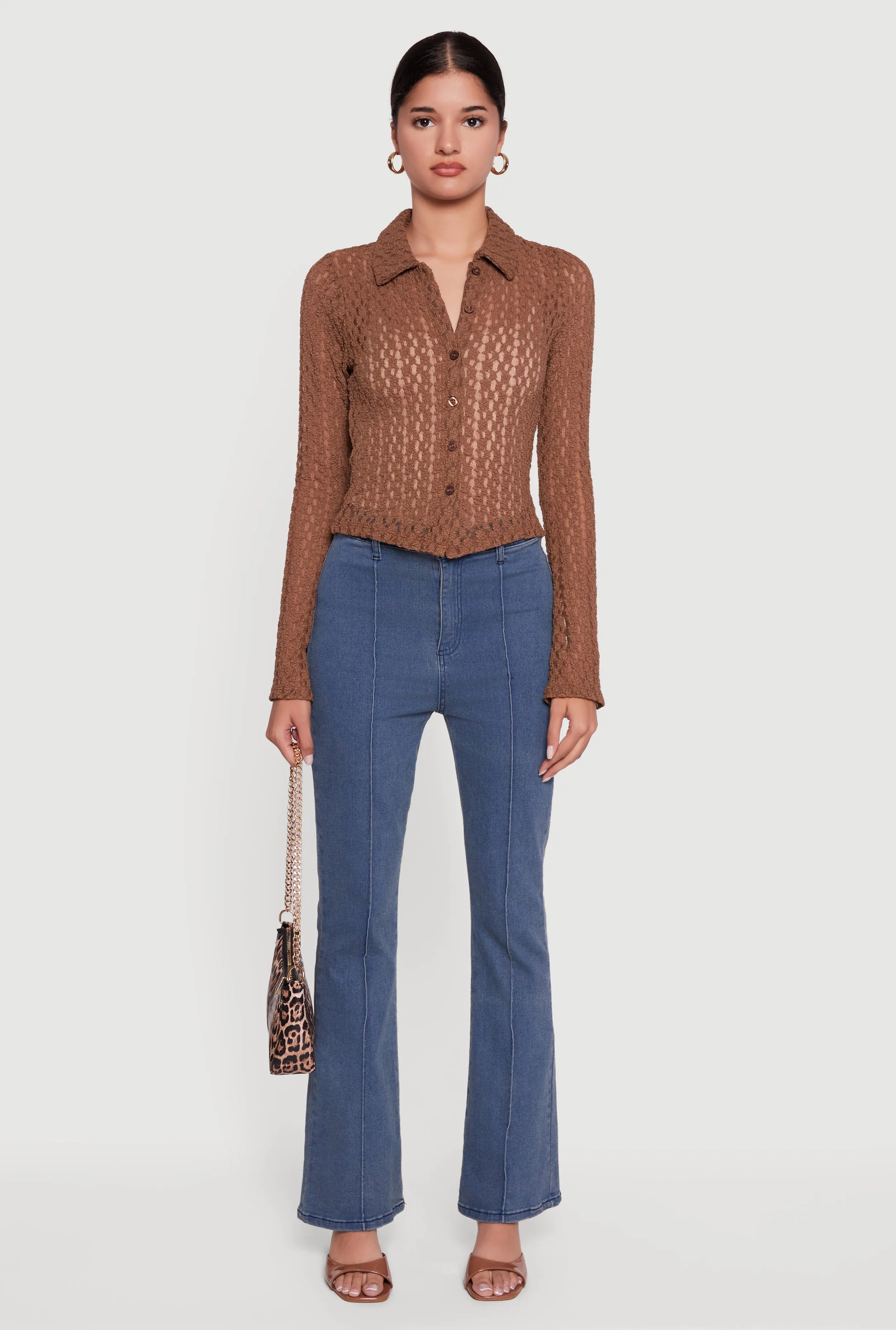 Long Sleeve Lace Button Front Blouse sold by Rainbow product image thumbnail 3