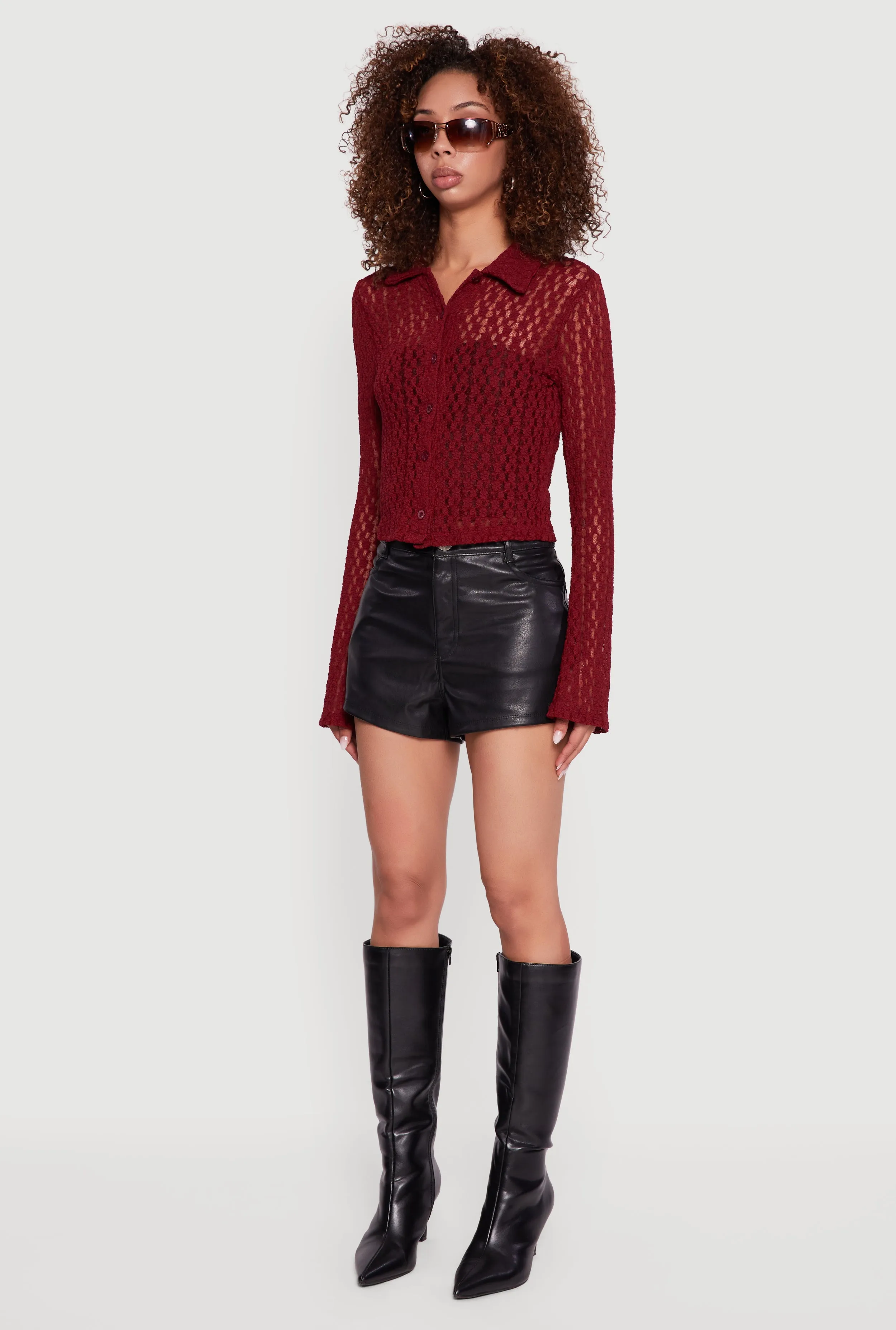 Long Sleeve Lace Button Front Blouse sold by Rainbow product image thumbnail 5