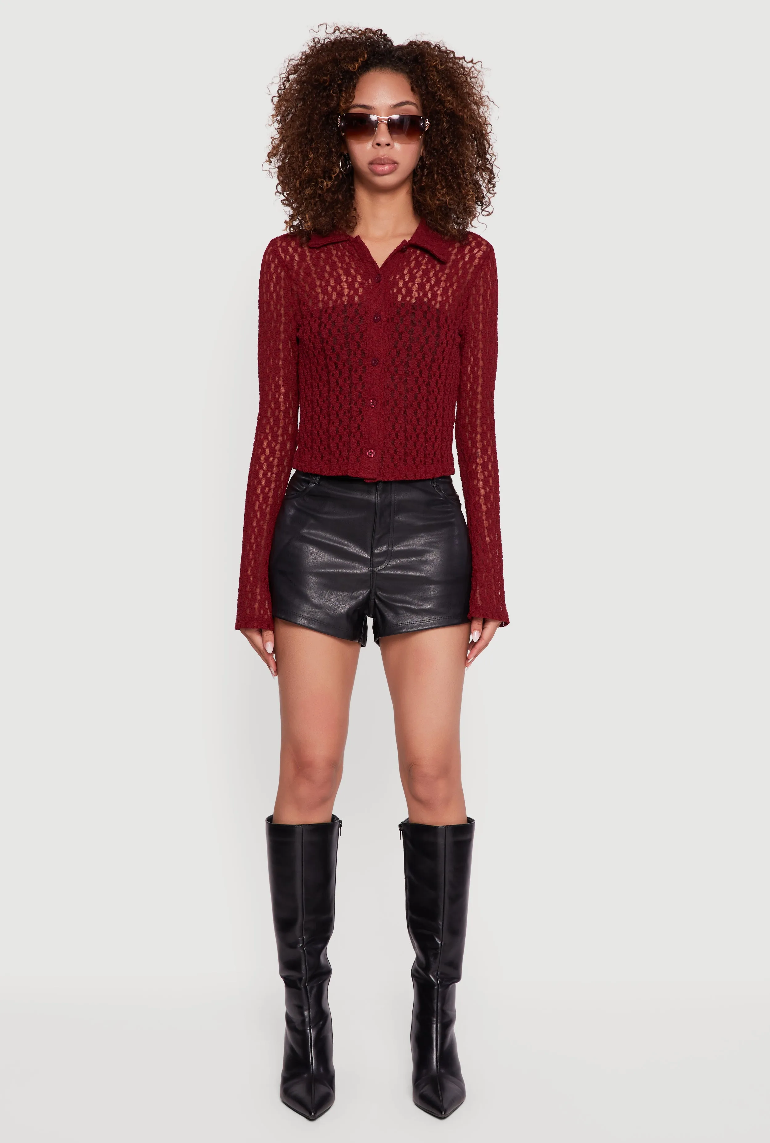 Long Sleeve Lace Button Front Blouse sold by Rainbow product image thumbnail 3