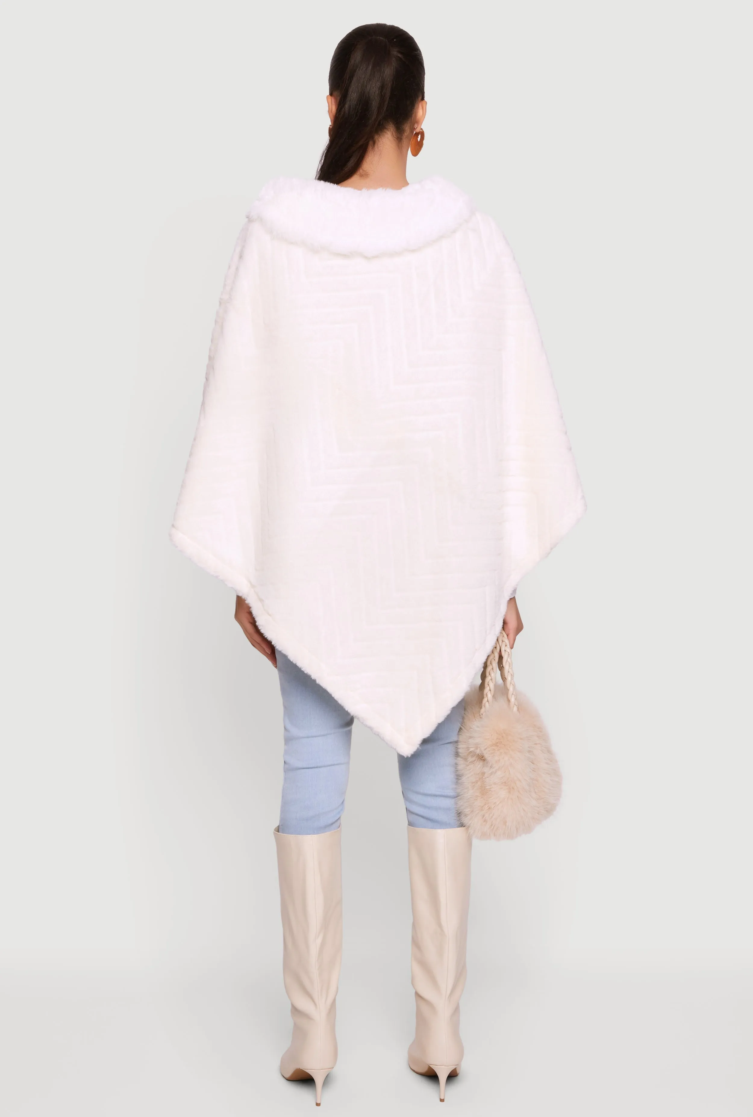 Chevron Embossed Faux Fur Poncho sold by Rainbow product image thumbnail 5