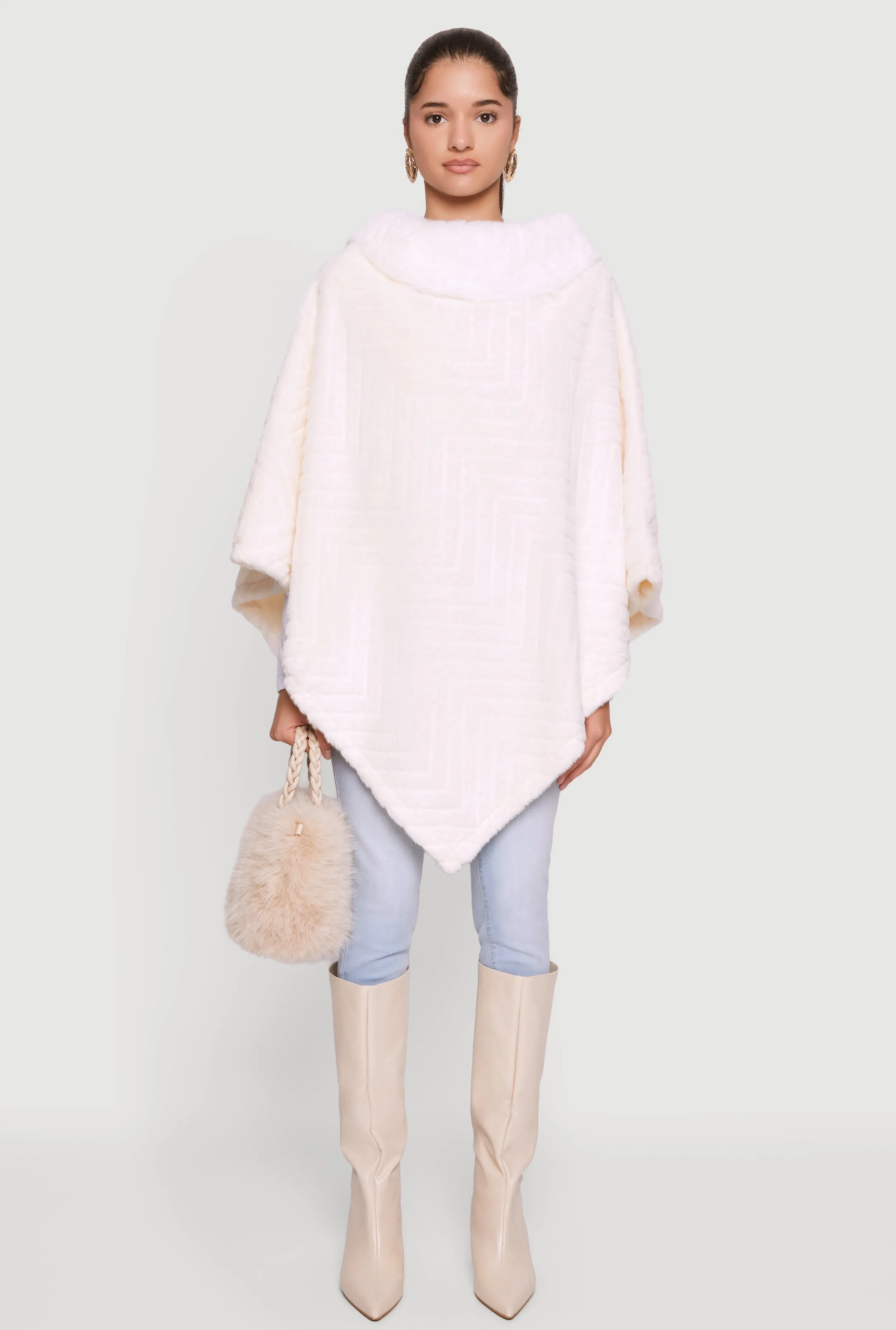 Chevron Embossed Faux Fur Poncho sold by Rainbow product image thumbnail 2