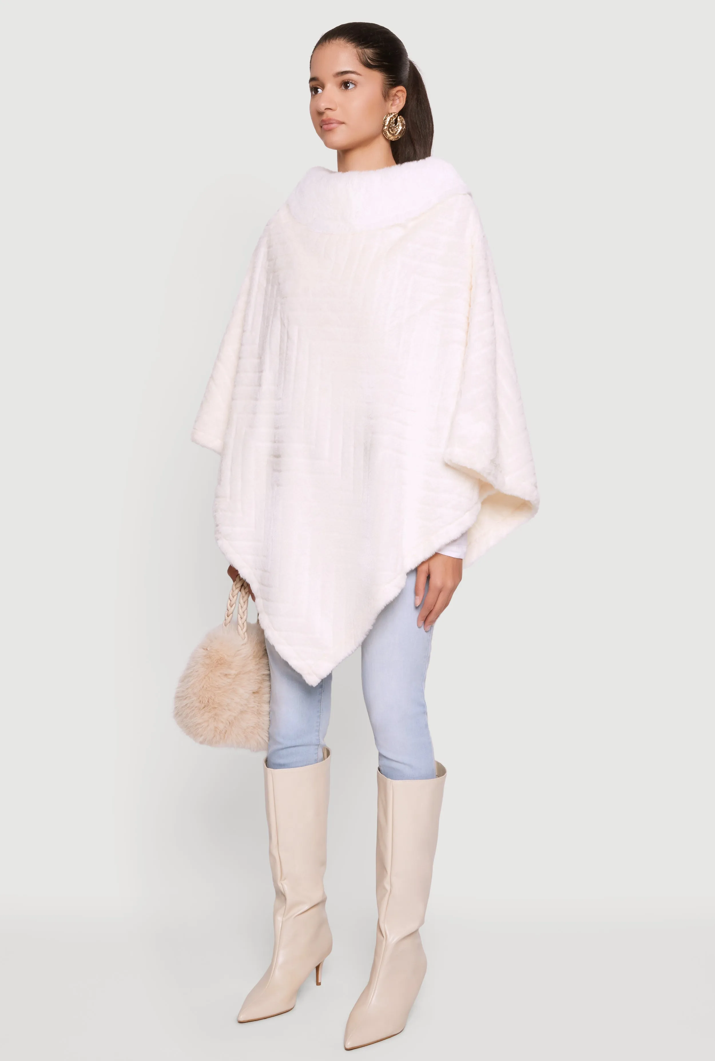 Chevron Embossed Faux Fur Poncho sold by Rainbow product image thumbnail 3