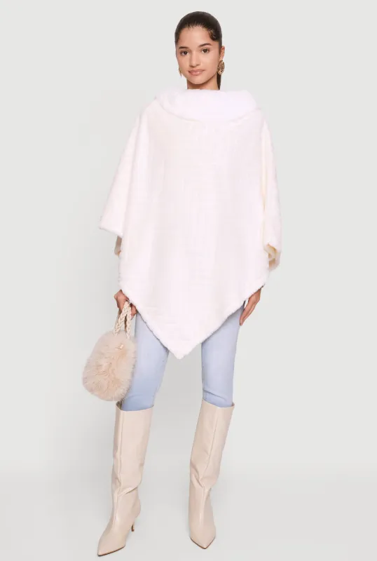 Chevron Embossed Faux Fur Poncho sold by Rainbow