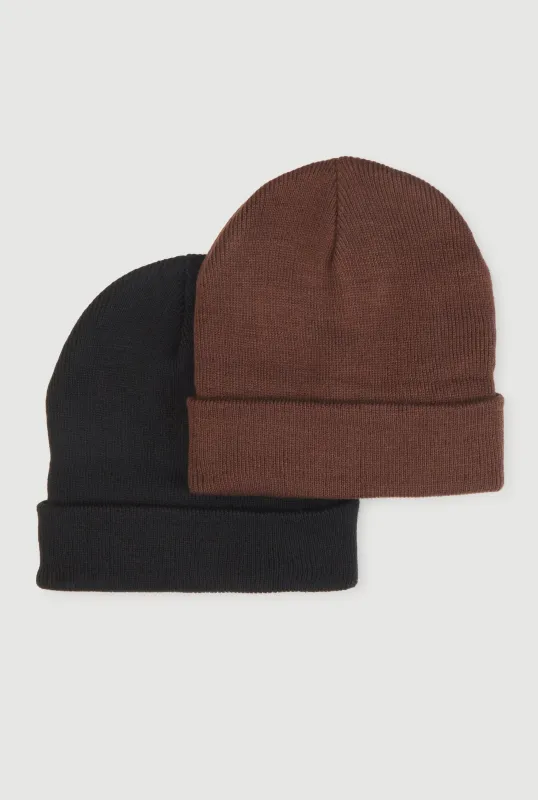 Solid Rib Knit Cuffed Beanie 2 Pack sold by Rainbow