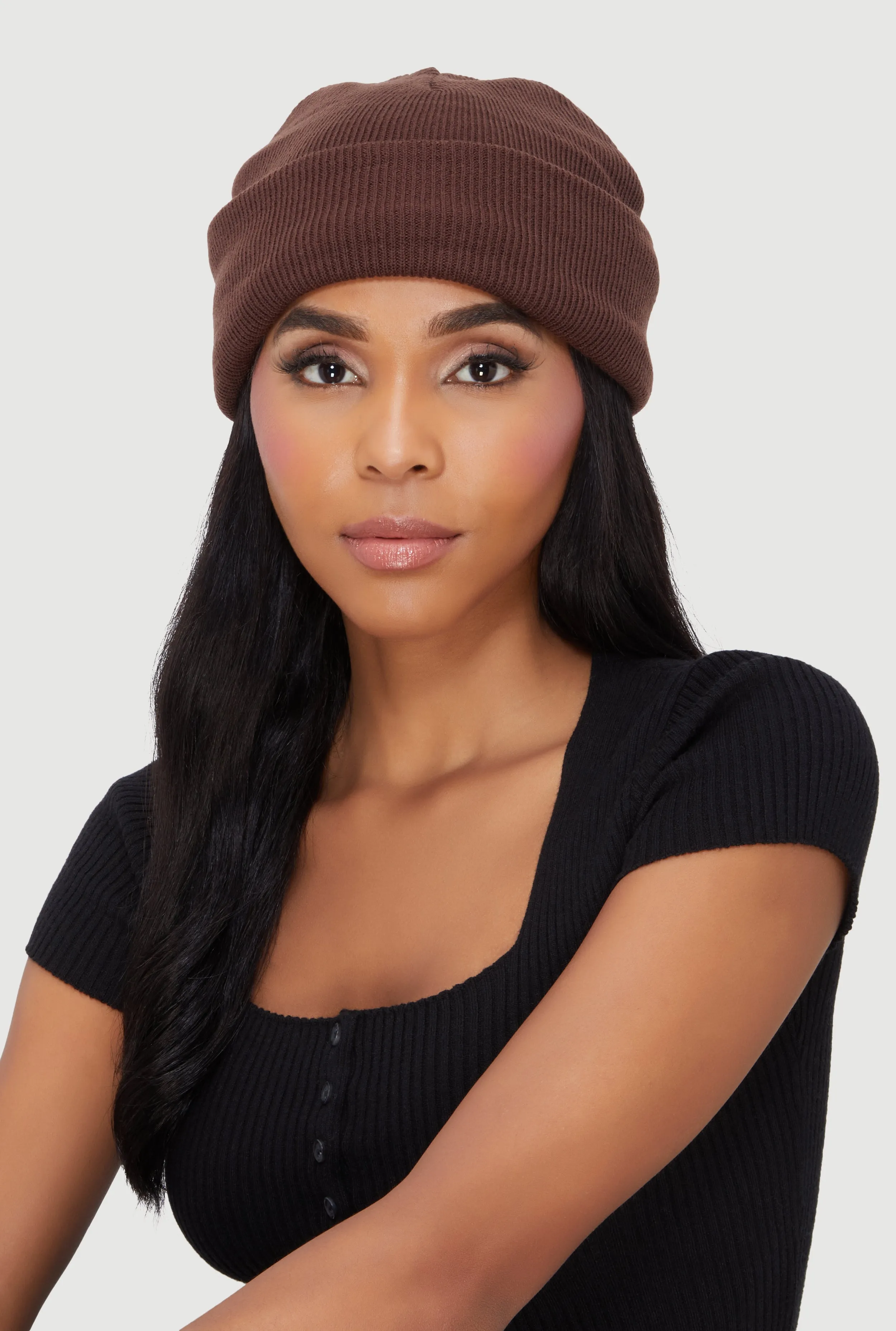 Solid Rib Knit Cuffed Beanie 2 Pack sold by Rainbow product image thumbnail 2