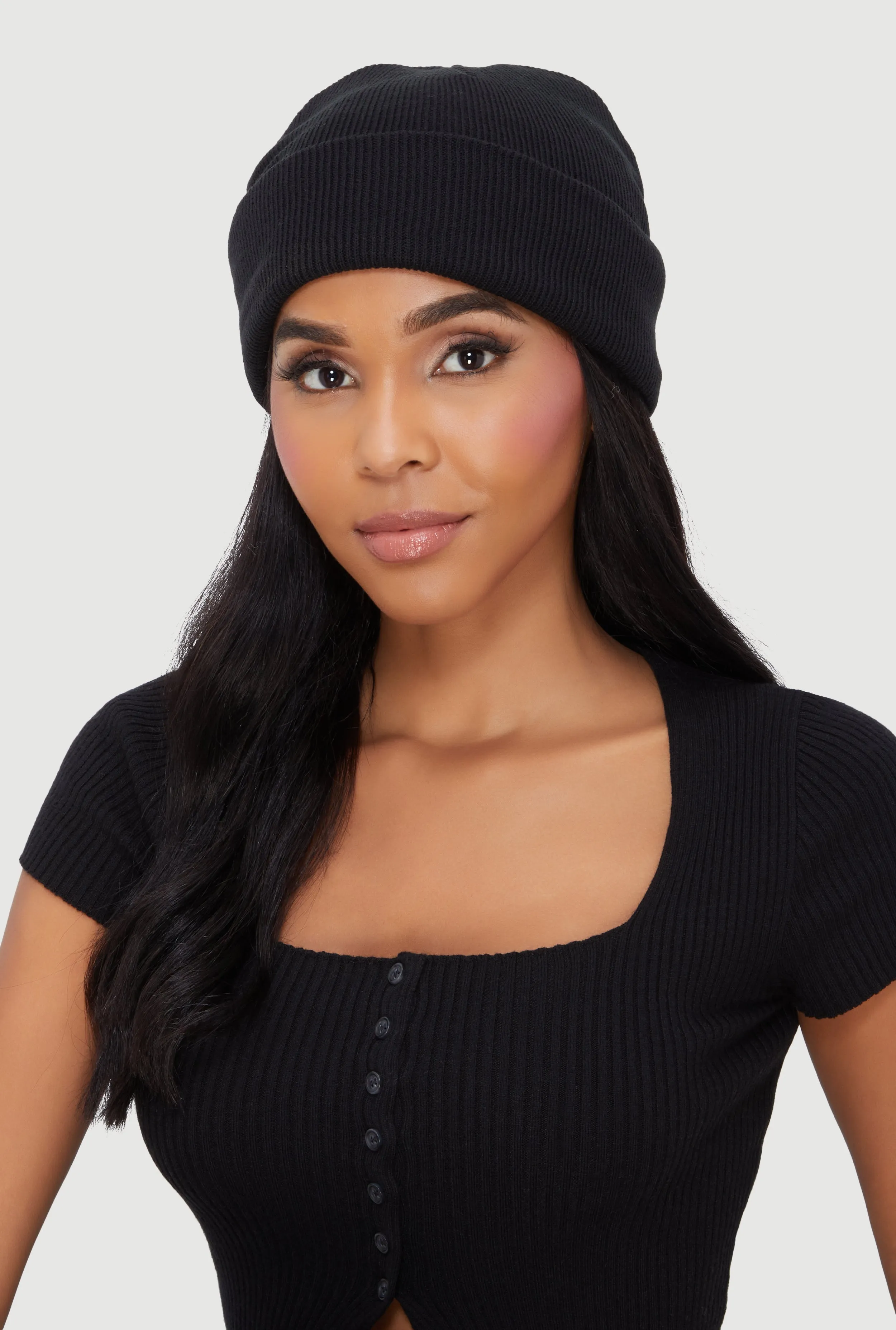 Solid Rib Knit Cuffed Beanie 2 Pack sold by Rainbow product image thumbnail 3