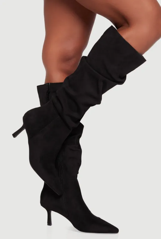 Pointy Toe Side Zip Stiletto Slouch Boots sold by Rainbow