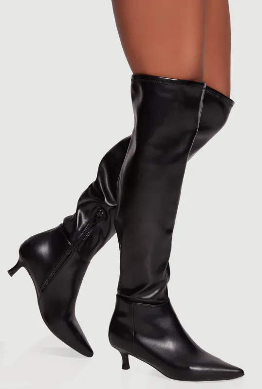 Pointy Toe Kitten Heel Over The Knee Boots sold by Rainbow