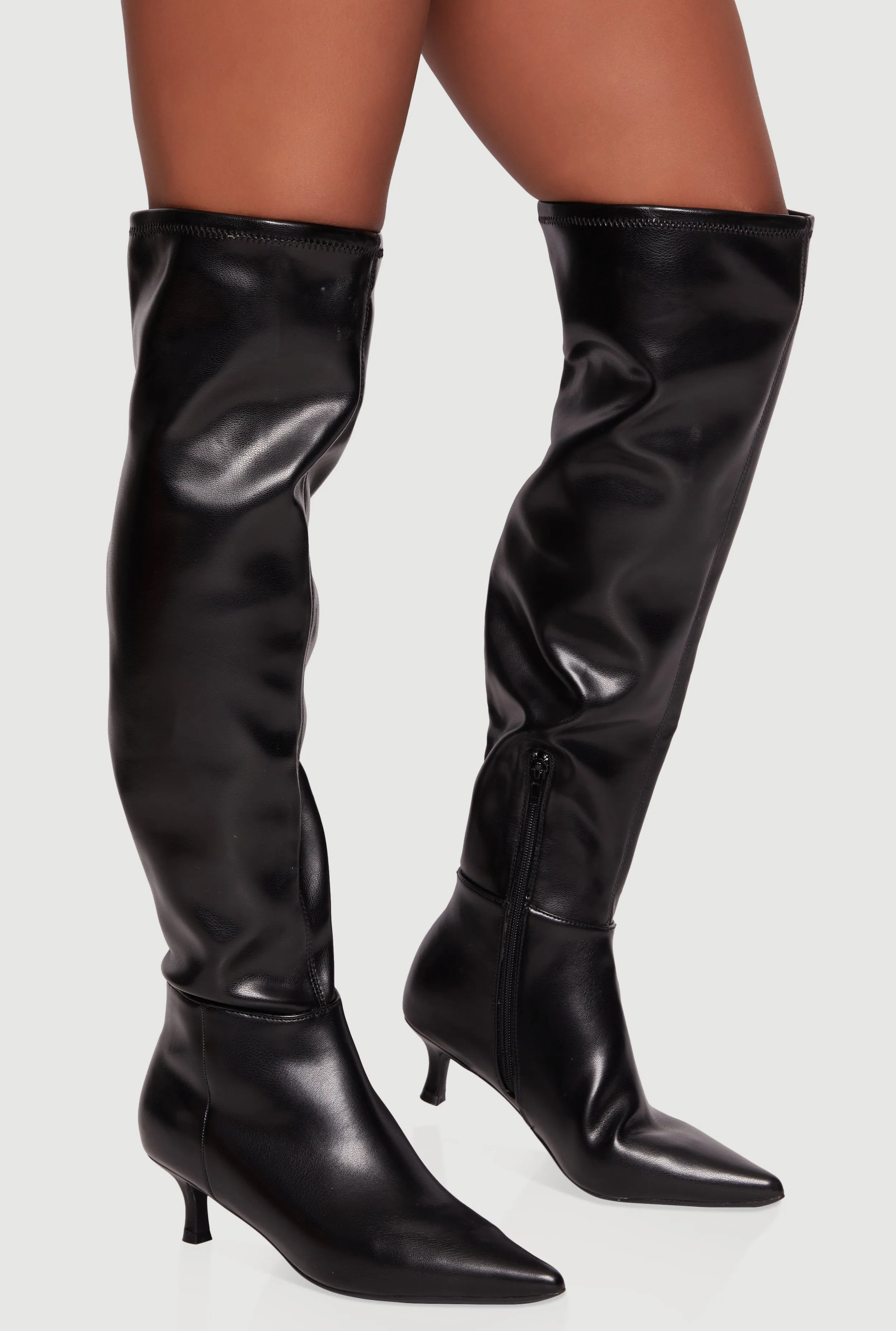 Pointy Toe Kitten Heel Over The Knee Boots sold by Rainbow product image thumbnail 2