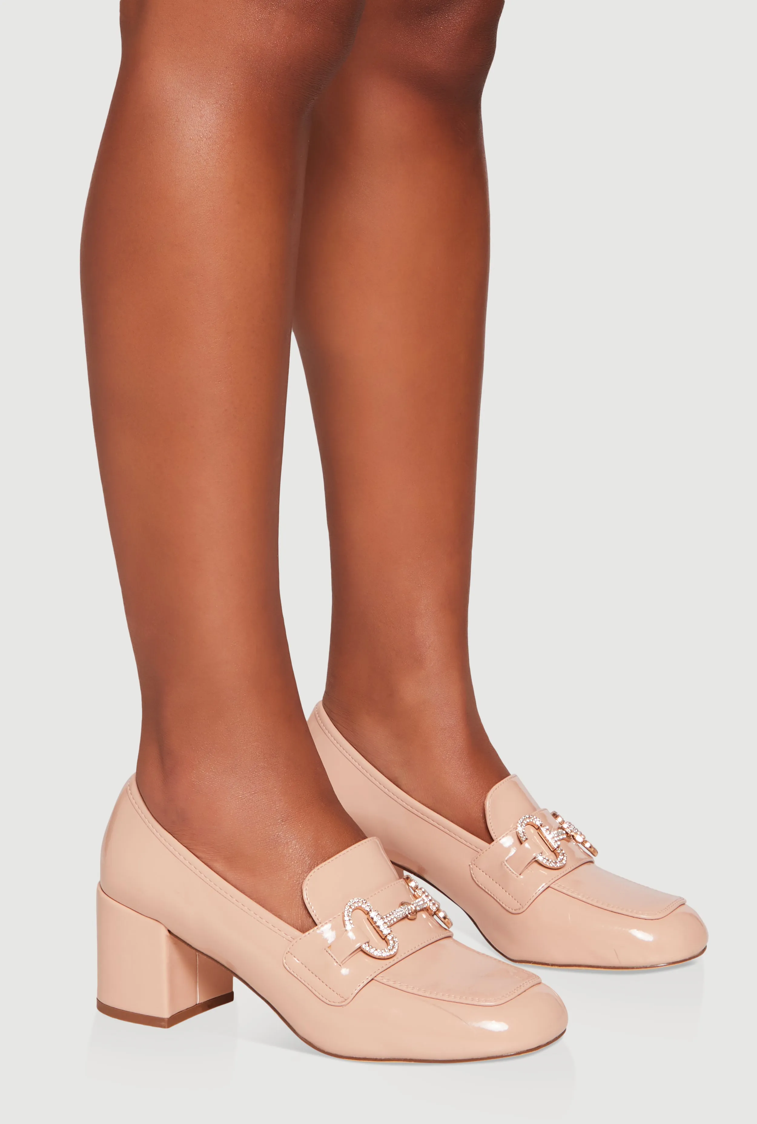 Rhinestone Horsebit Mid Block Heel Loafers sold by Rainbow product image thumbnail 2