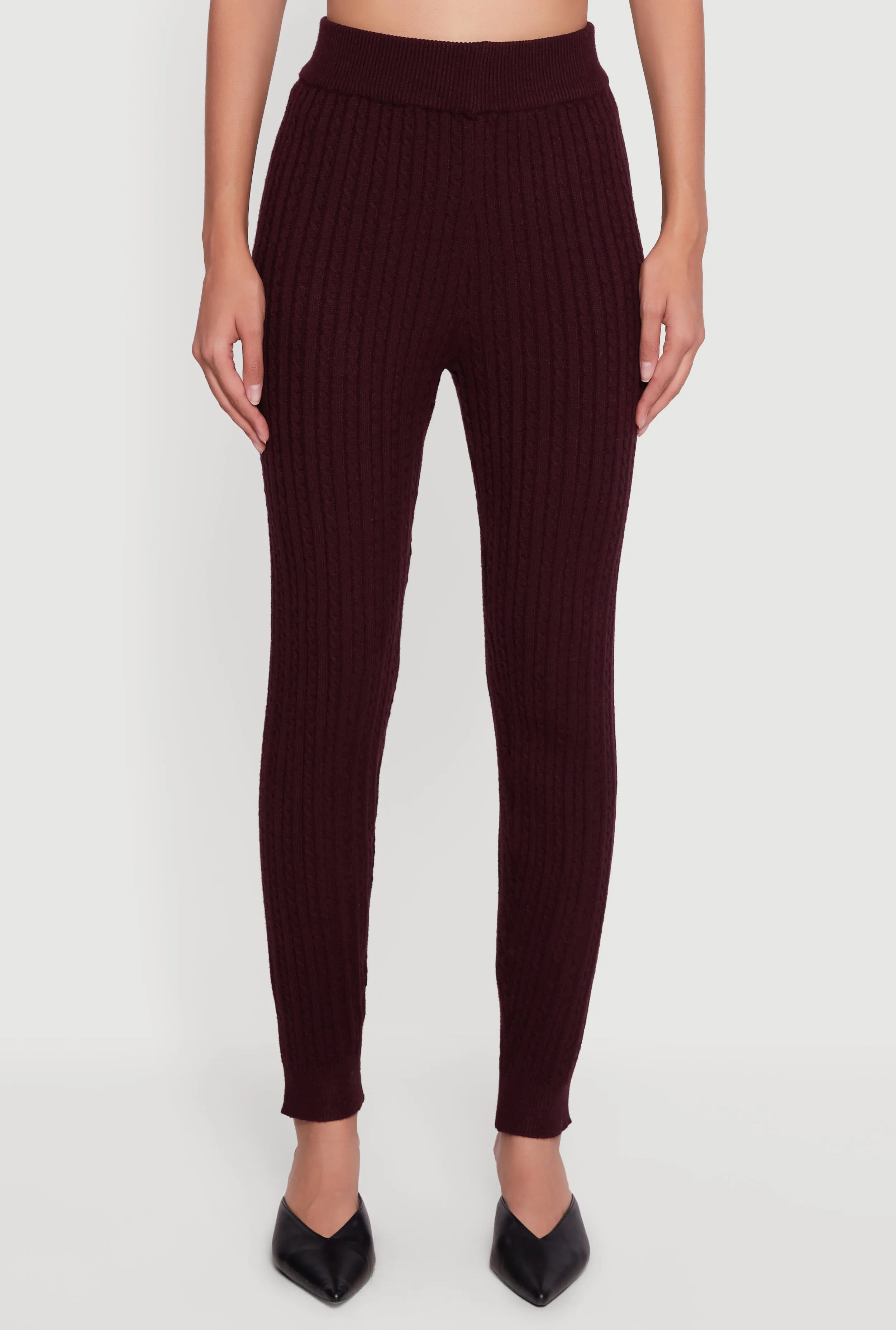 Cable Knit High Waisted Pull On Leggings sold by Rainbow product image thumbnail 3
