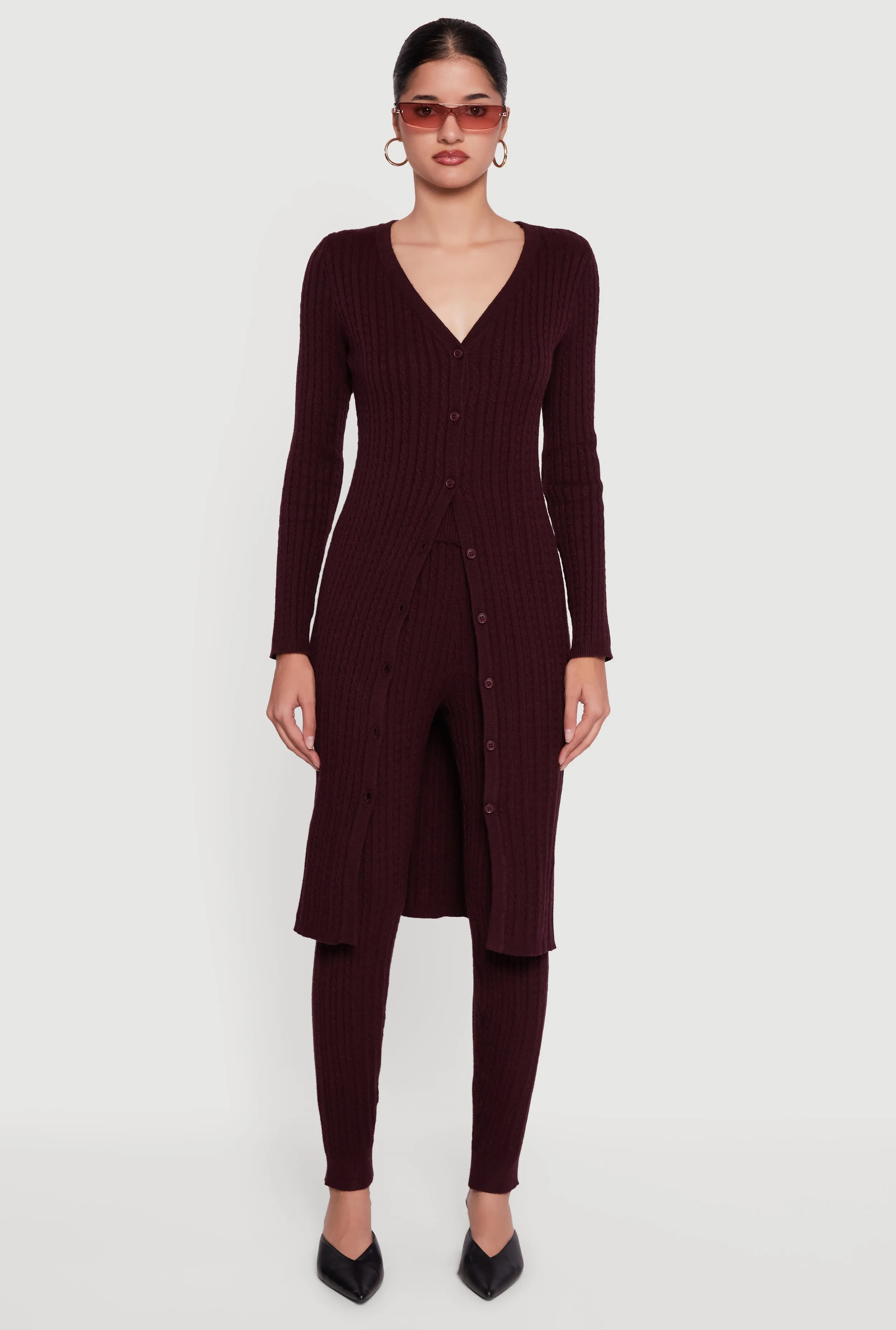 Cable Knit High Waisted Pull On Leggings sold by Rainbow product image thumbnail 2