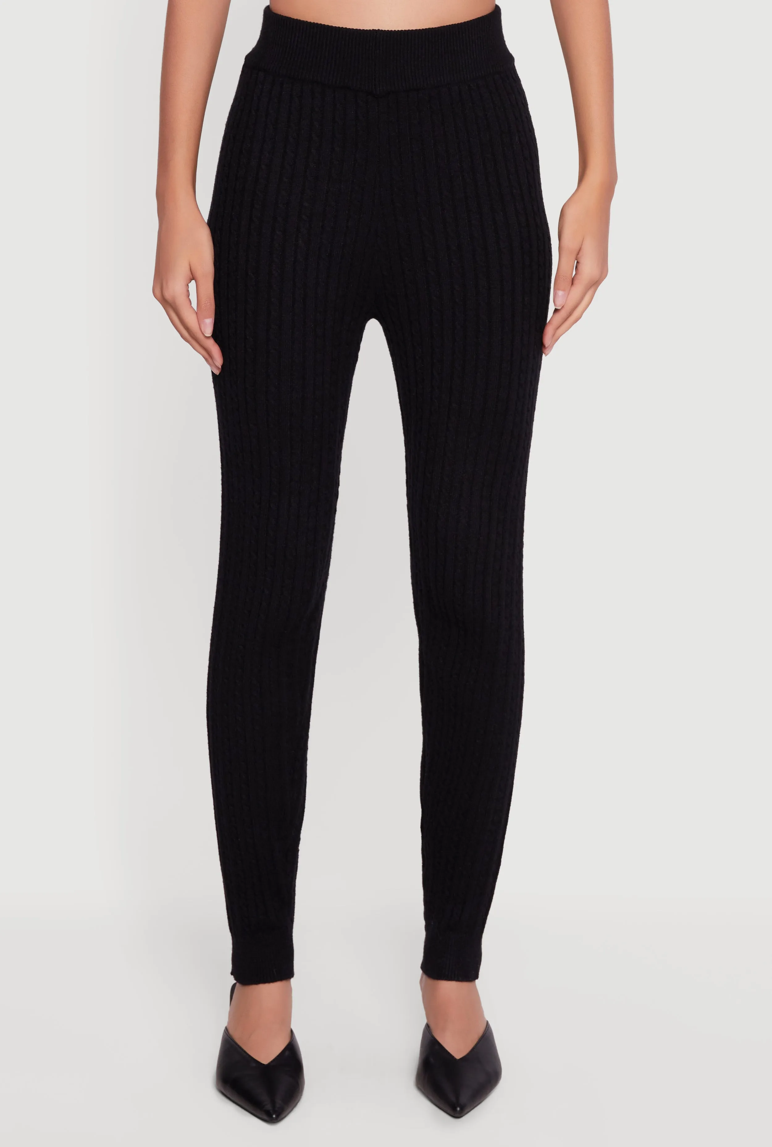 Cable Knit High Waisted Pull On Leggings sold by Rainbow product image thumbnail 3