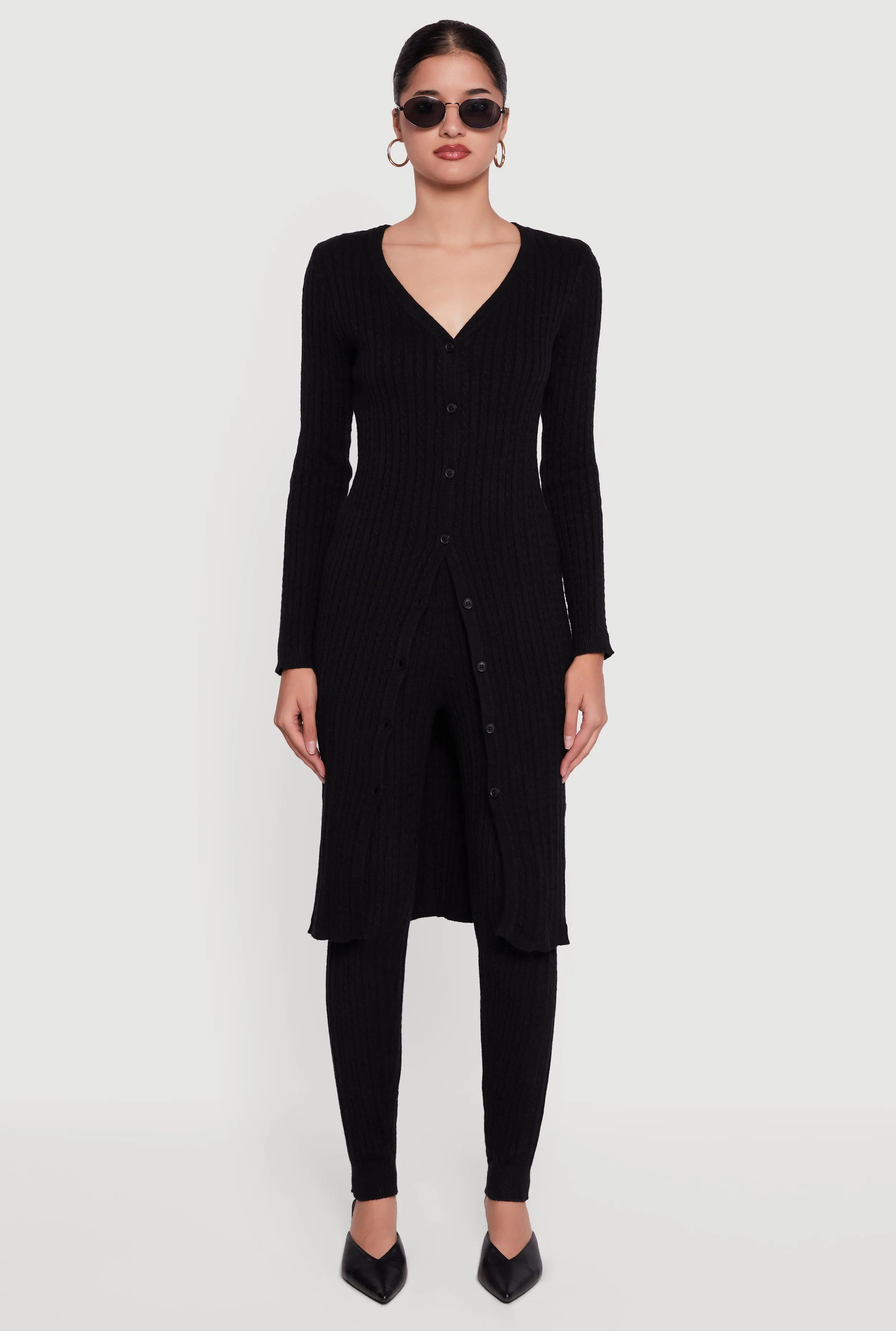 Cable Knit High Waisted Pull On Leggings sold by Rainbow product image thumbnail 2