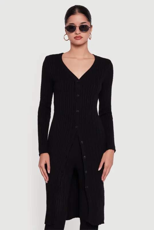 Cable Knit Long Button Front Duster sold by Rainbow