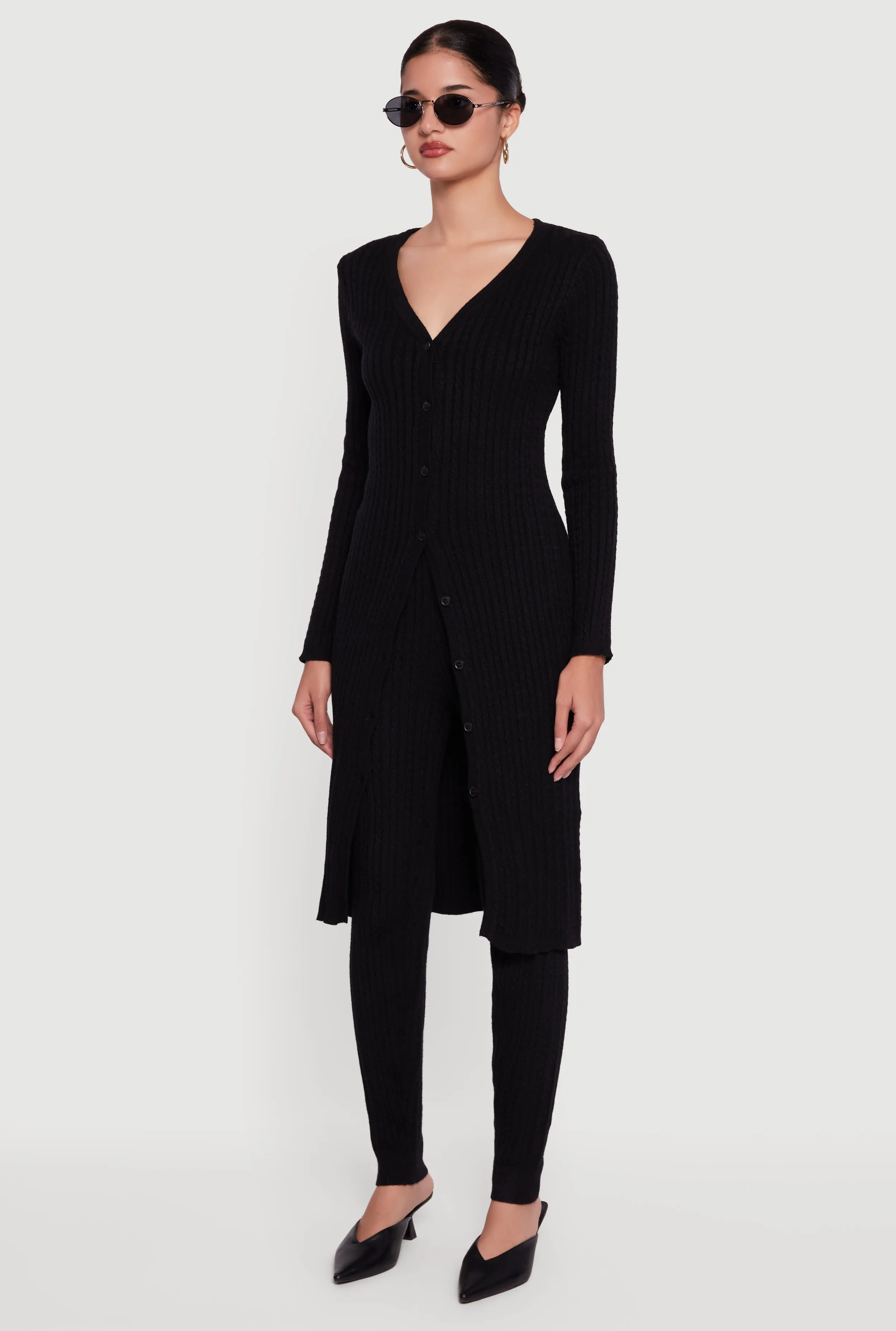 Cable Knit Long Button Front Duster sold by Rainbow product image thumbnail 5