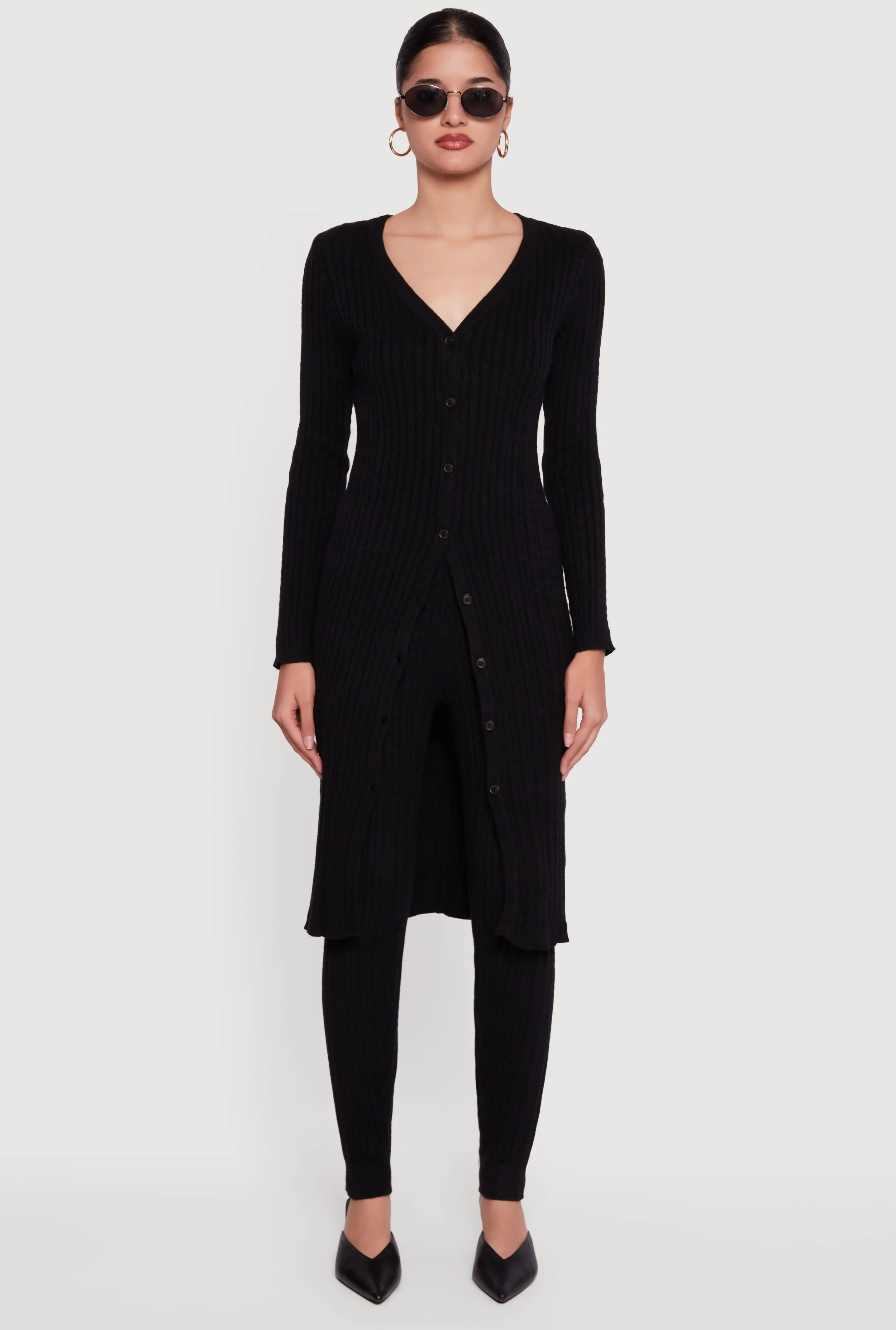 Cable Knit Long Button Front Duster sold by Rainbow product image thumbnail 3