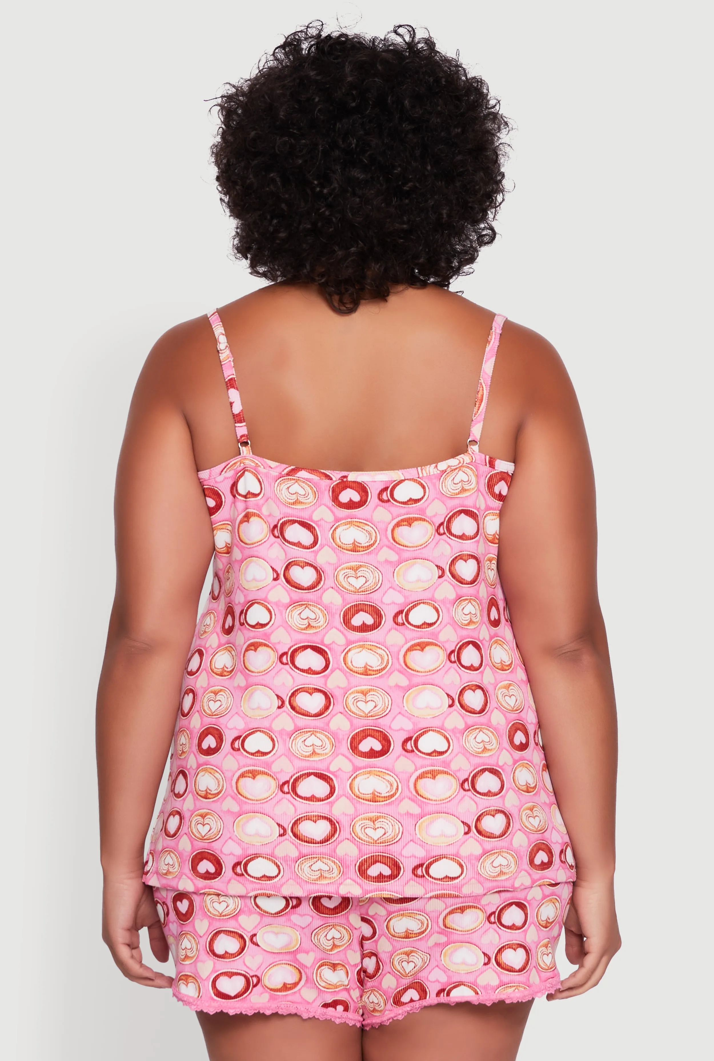 Plus Size Heart Print Pajama Cami and Shorts Set sold by Rainbow product image thumbnail 3