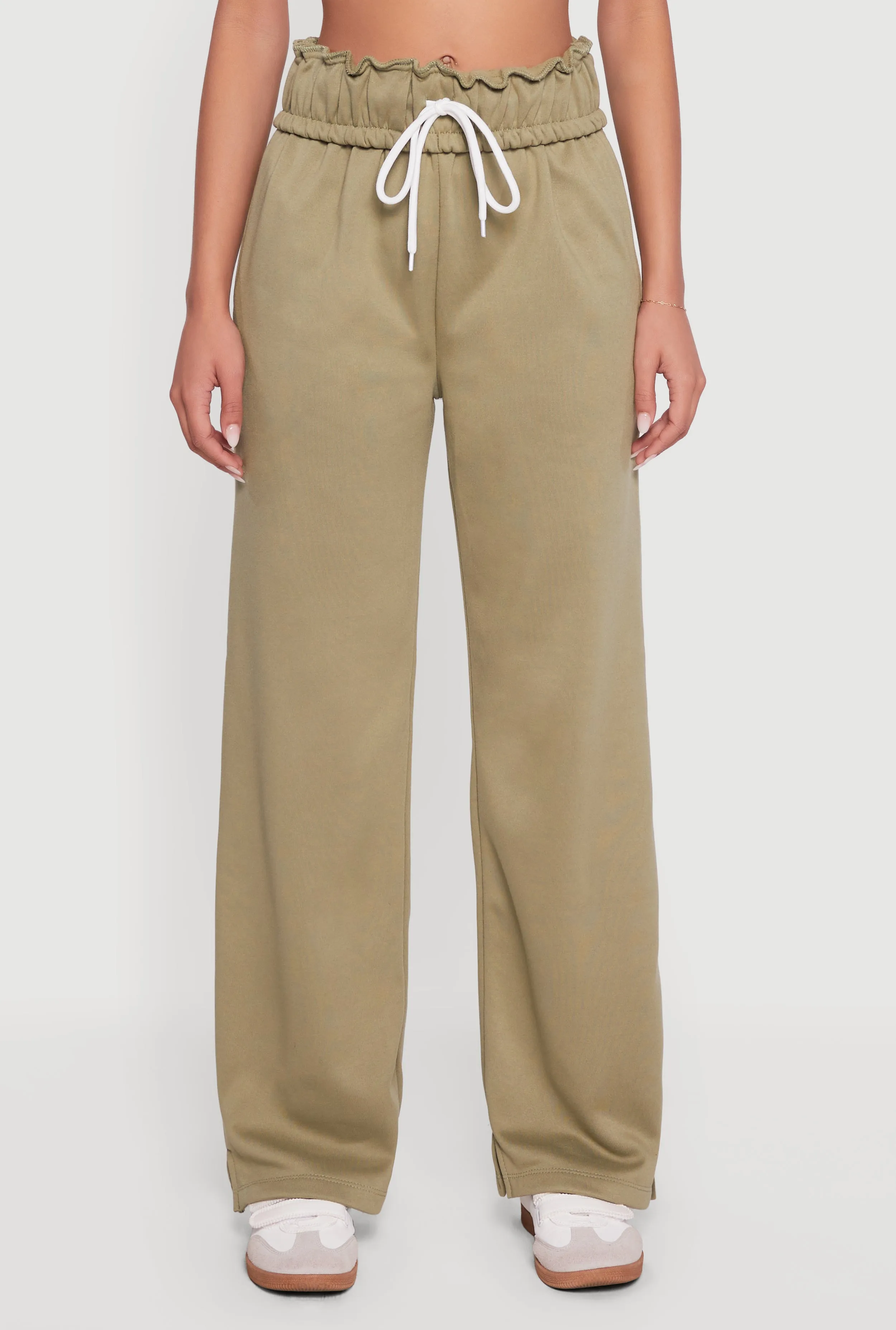 Drawstring Paper Bag Waist Wide Leg Sweatpants sold by Rainbow product image thumbnail 5