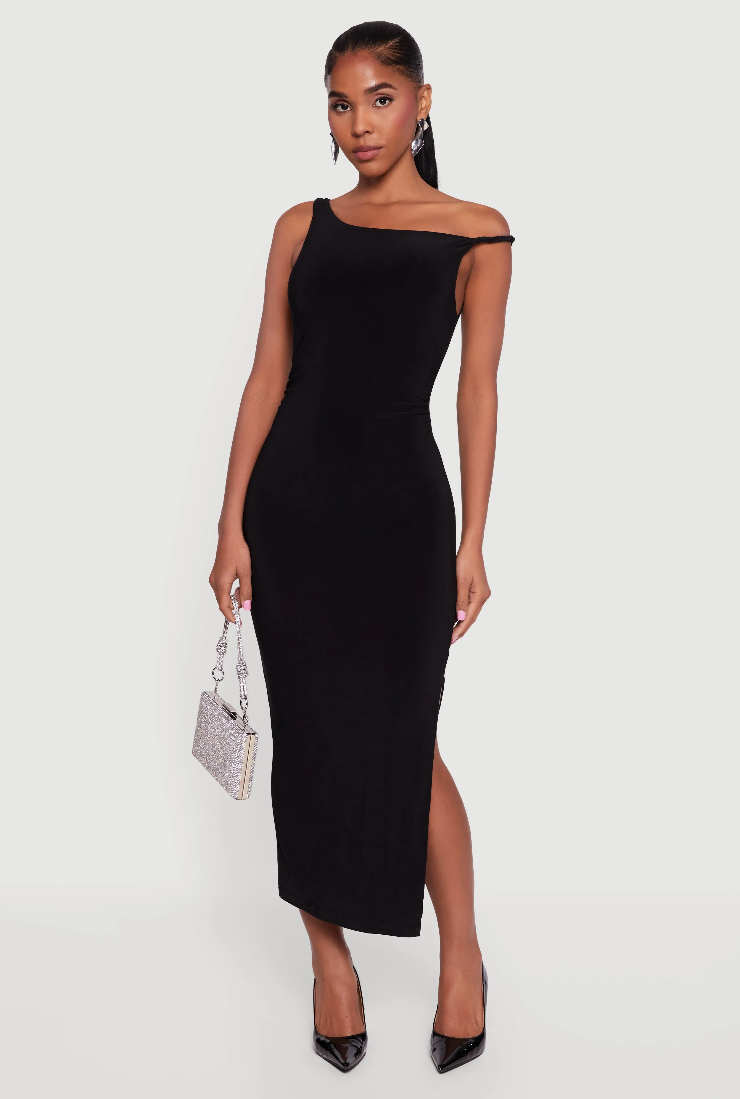 One Shoulder Sleeveless Side Slit Dress sold by Rainbow product image thumbnail 2