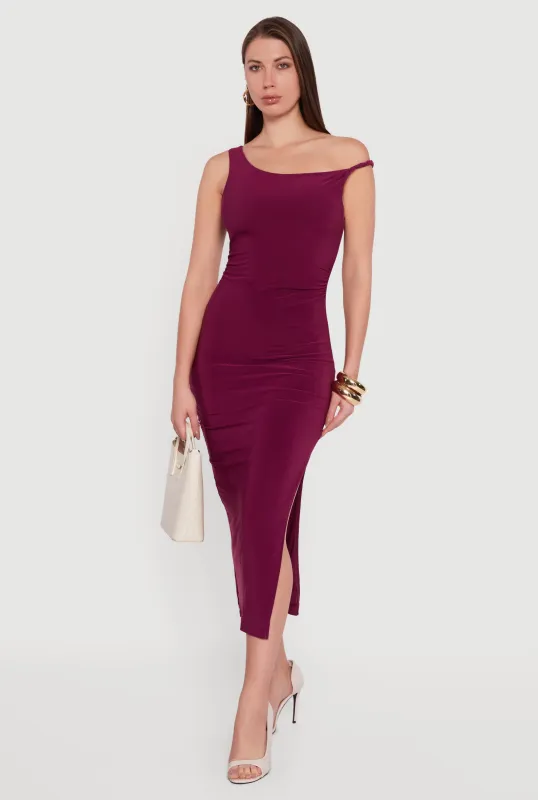 One Shoulder Sleeveless Side Slit Dress sold by Rainbow