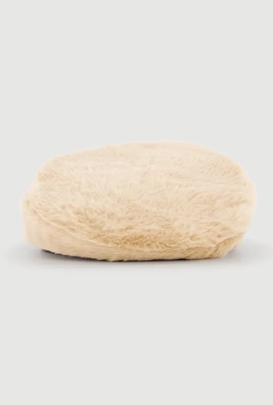 Faux Fur Beret with Faux Leather Trim sold by Rainbow