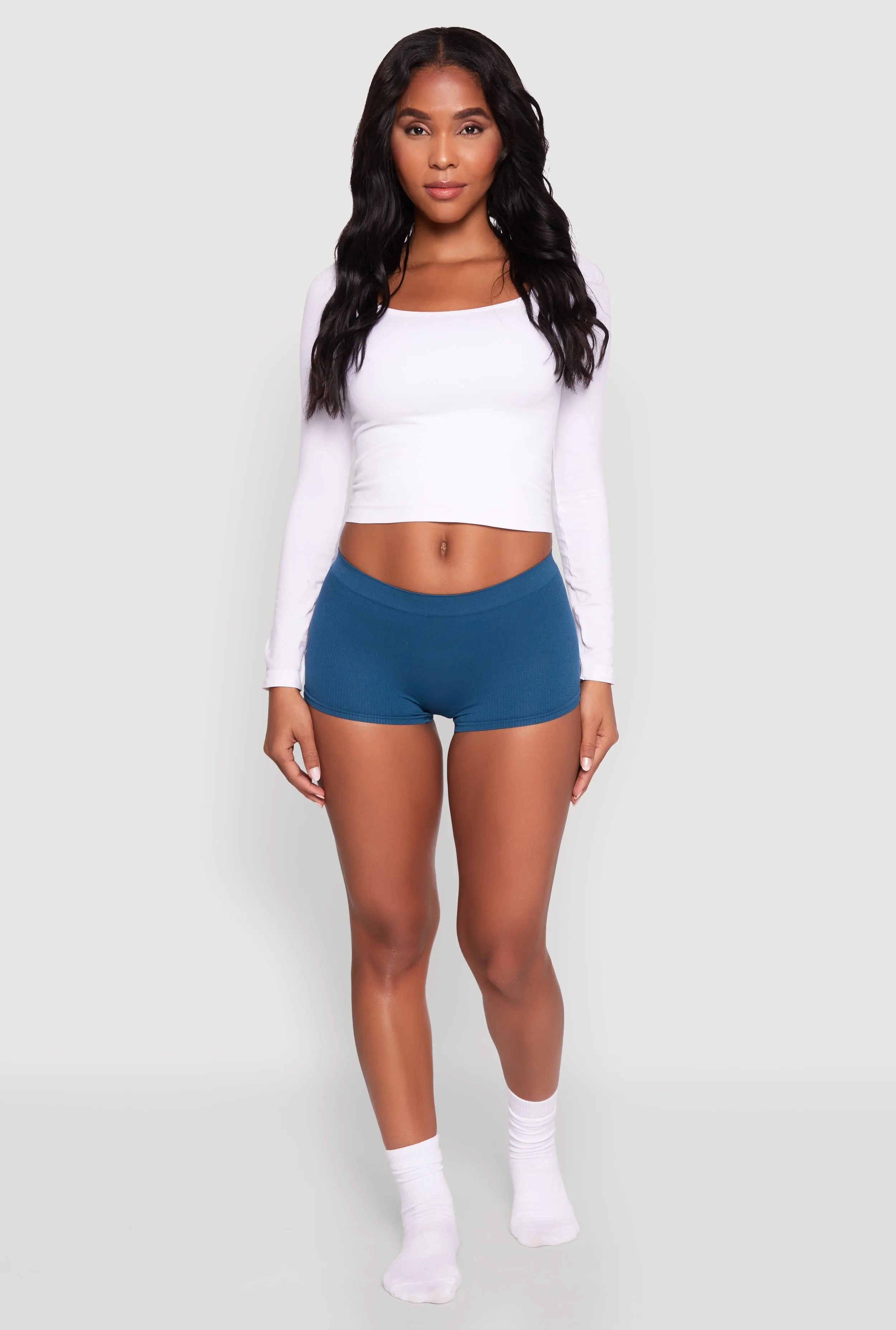 Seamless Ribbed Knit Solid Boyshort Panty sold by Rainbow product image thumbnail 3