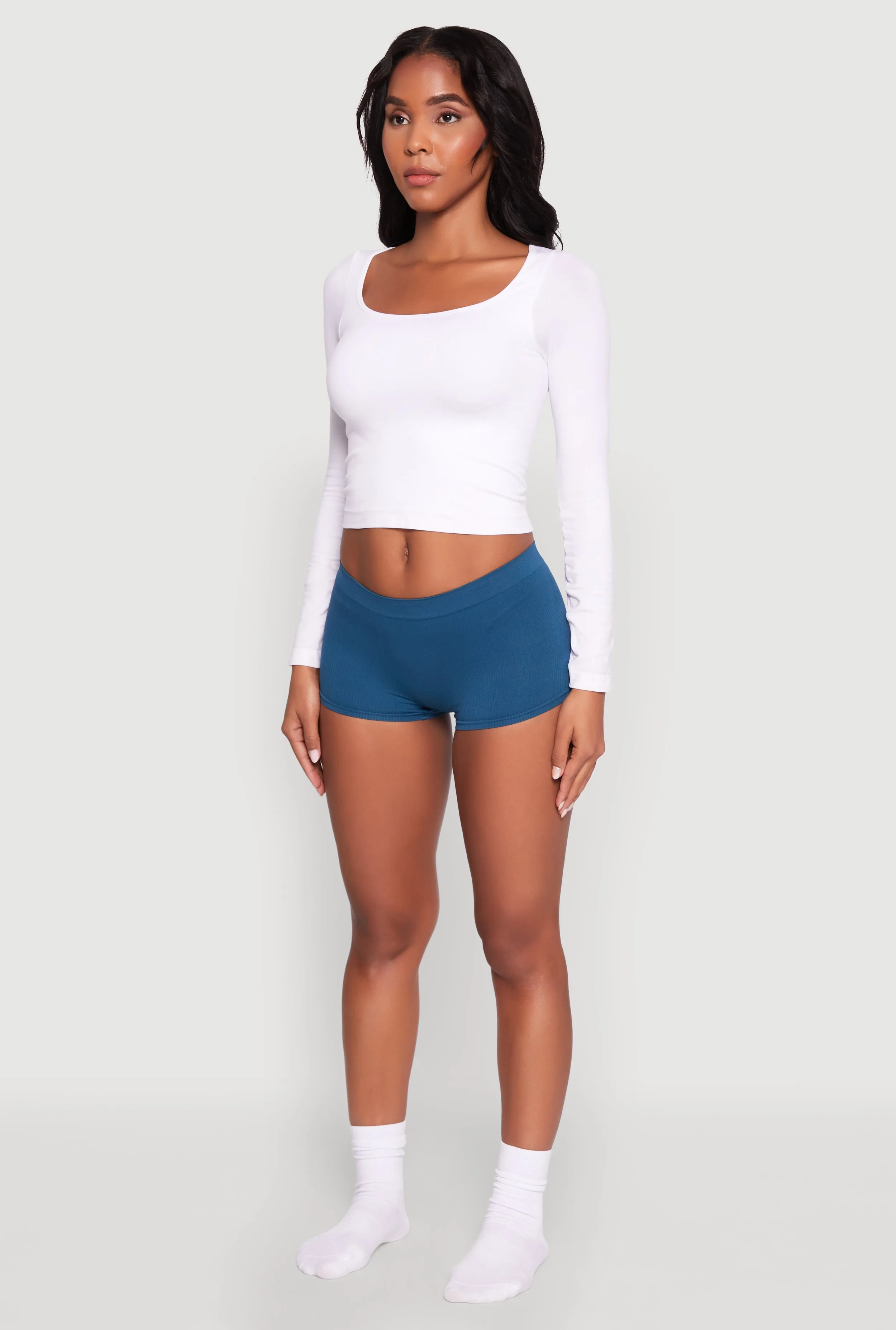 Seamless Ribbed Knit Solid Boyshort Panty sold by Rainbow product image thumbnail 5