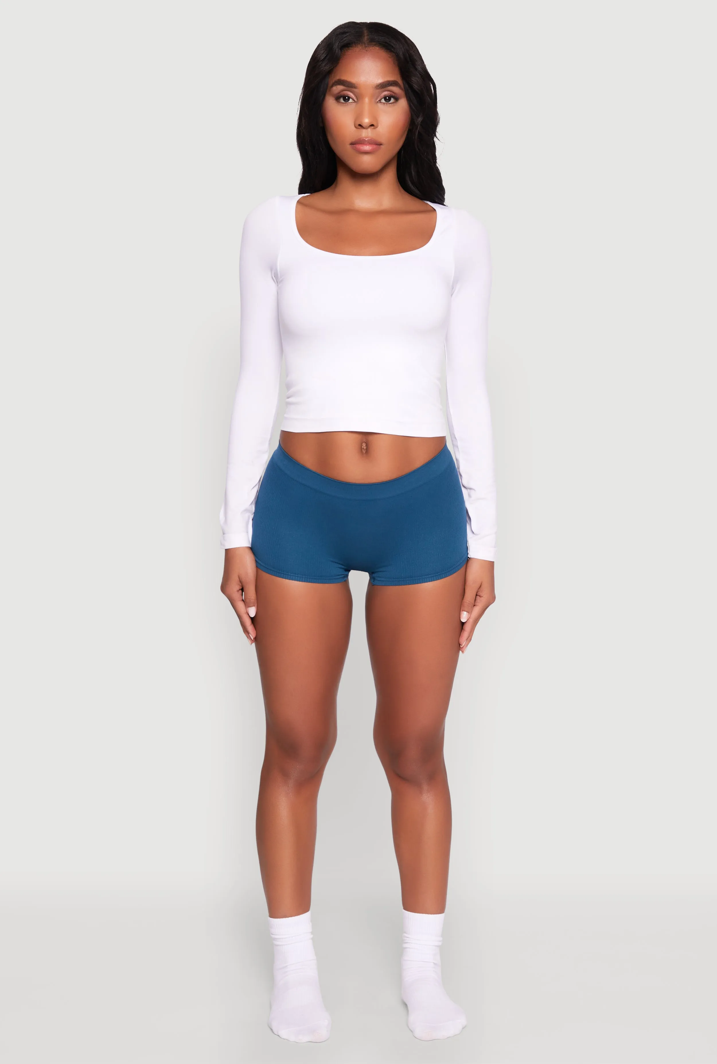 Seamless Ribbed Knit Solid Boyshort Panty sold by Rainbow product image thumbnail 2