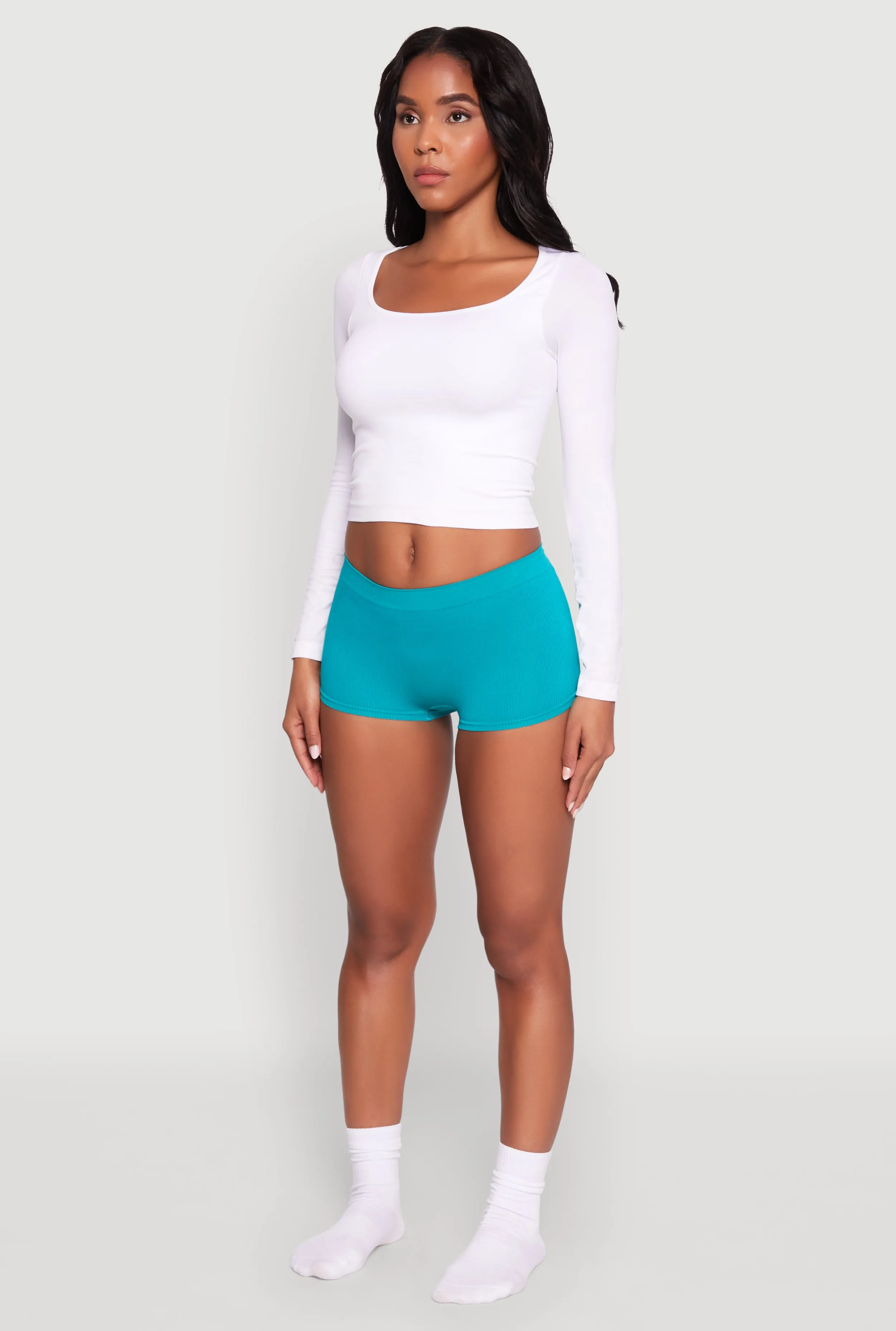 Seamless Ribbed Knit Solid Boyshort Panty sold by Rainbow product image thumbnail 5