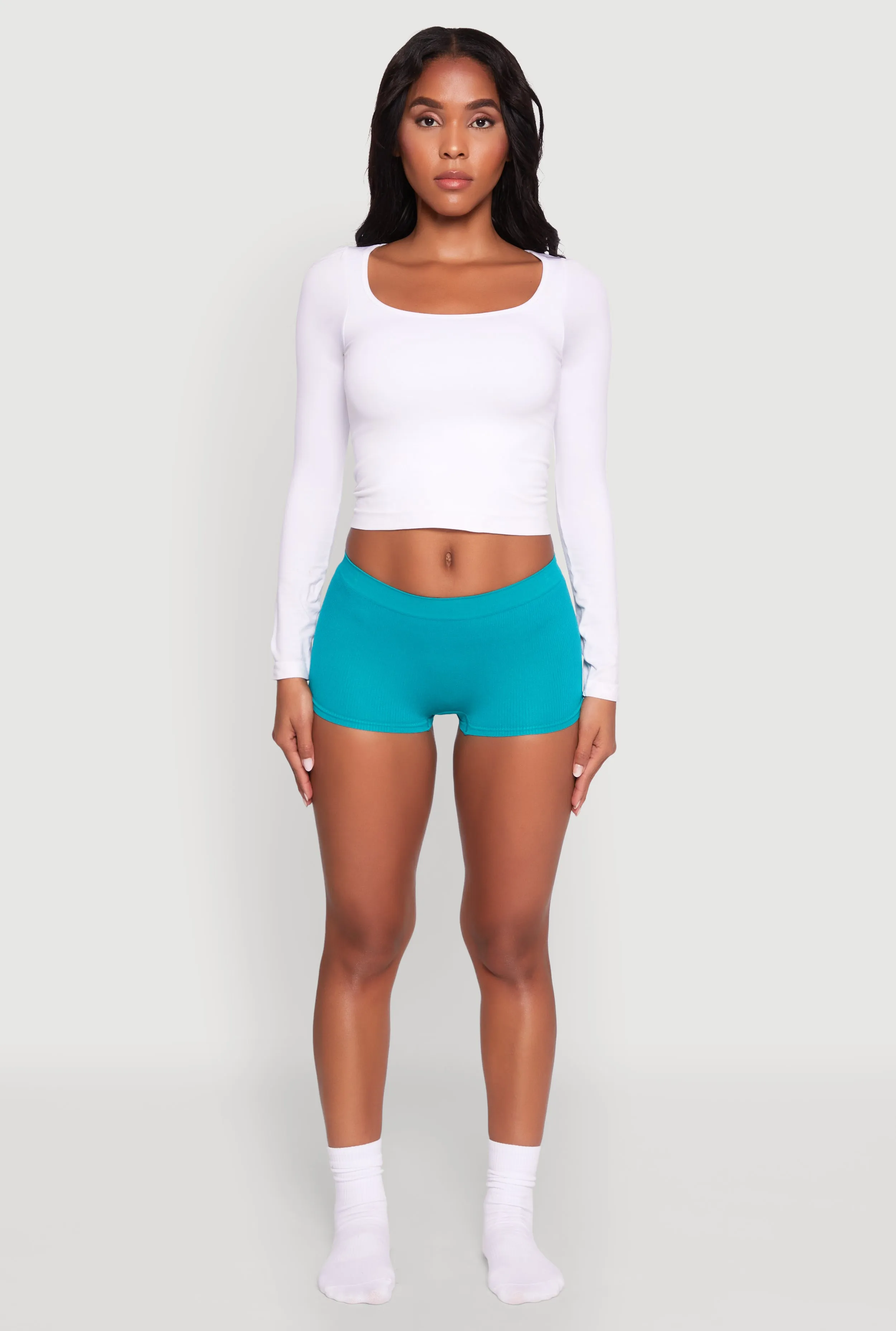 Seamless Ribbed Knit Solid Boyshort Panty sold by Rainbow product image thumbnail 2