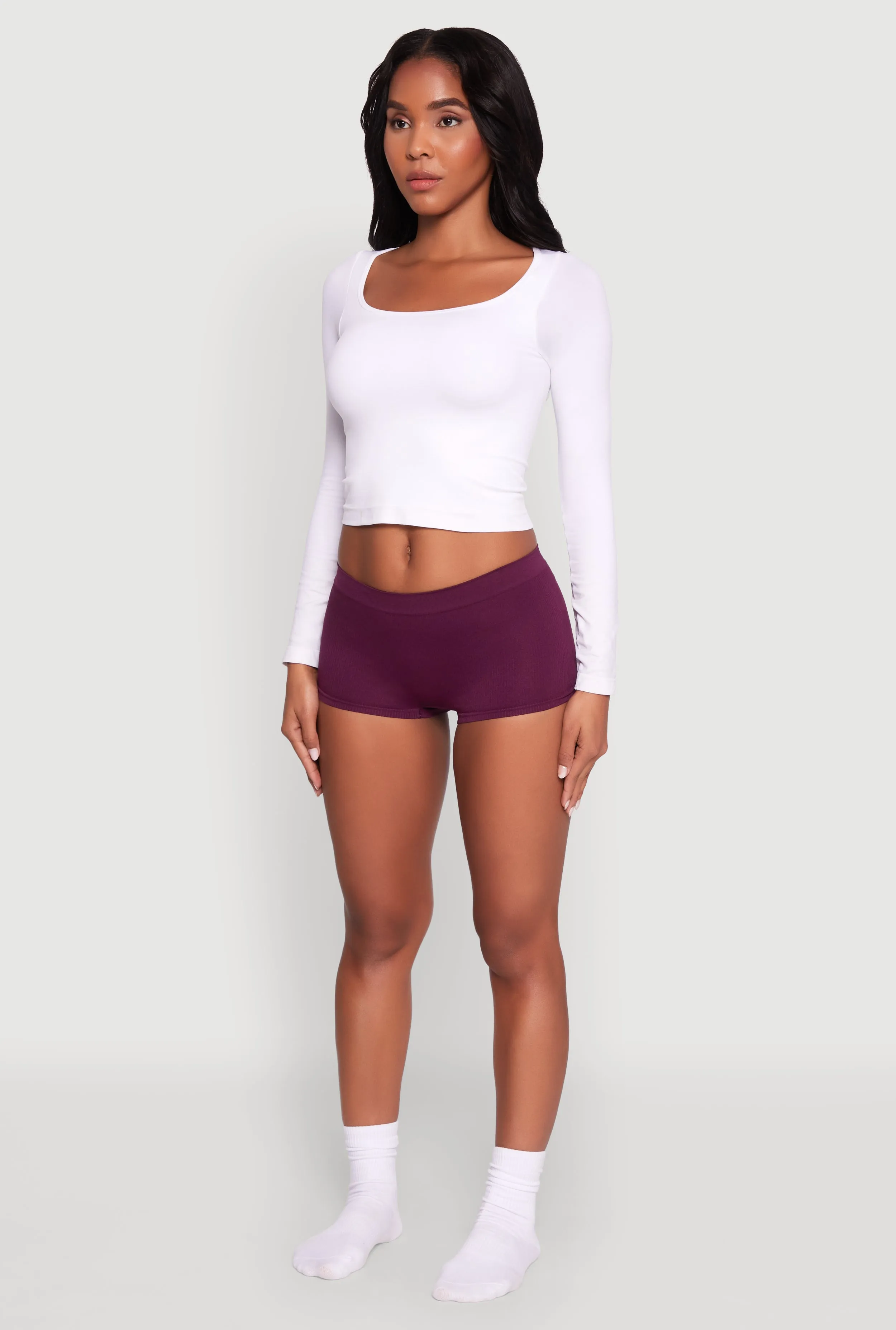 Seamless Ribbed Knit Solid Boyshort Panty sold by Rainbow product image thumbnail 5