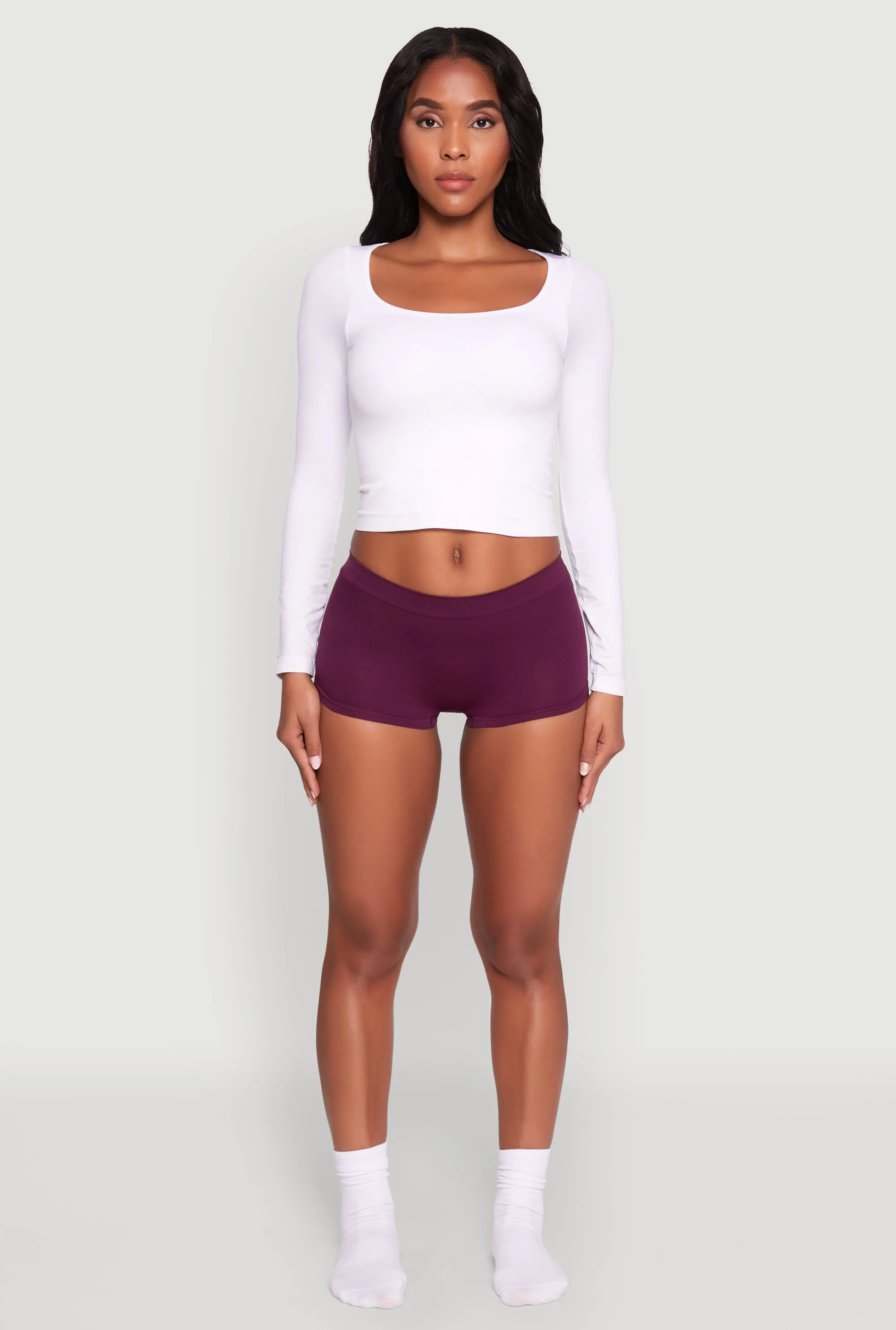 Seamless Ribbed Knit Solid Boyshort Panty sold by Rainbow product image thumbnail 2