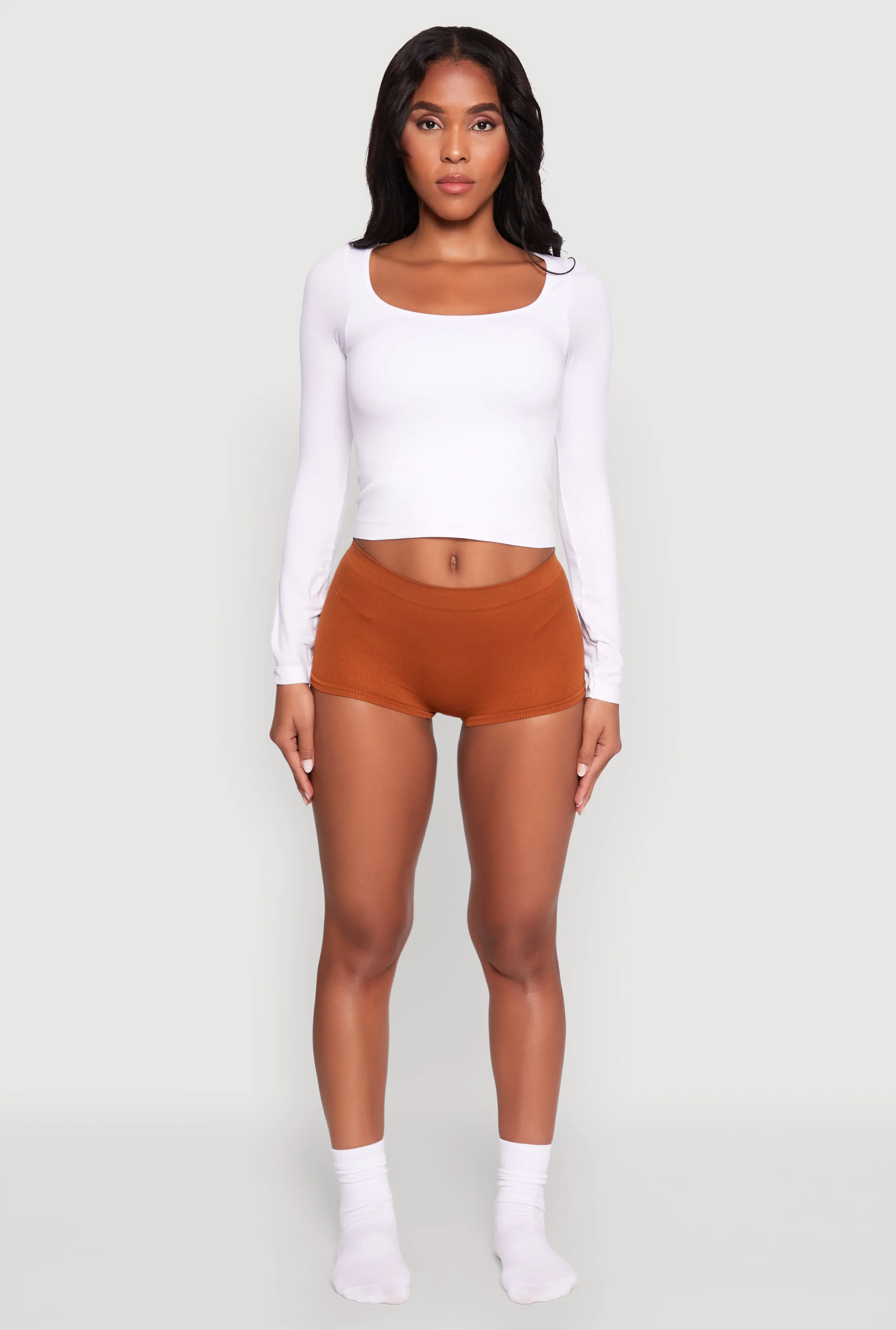 Seamless Ribbed Knit Solid Boyshort Panty sold by Rainbow product image thumbnail 2