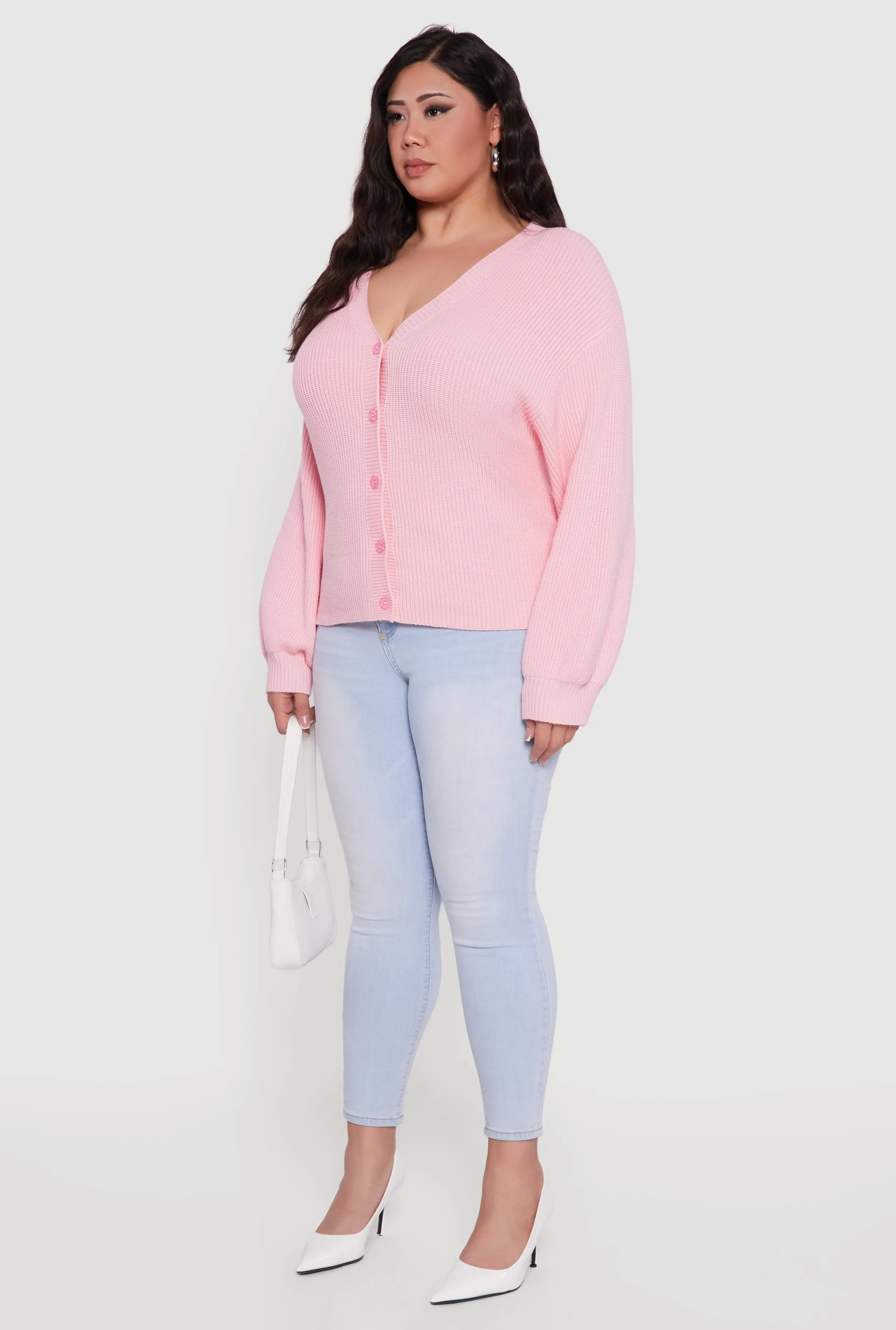 Plus Size Knitted Button Front Cardigan sold by Rainbow product image thumbnail 5