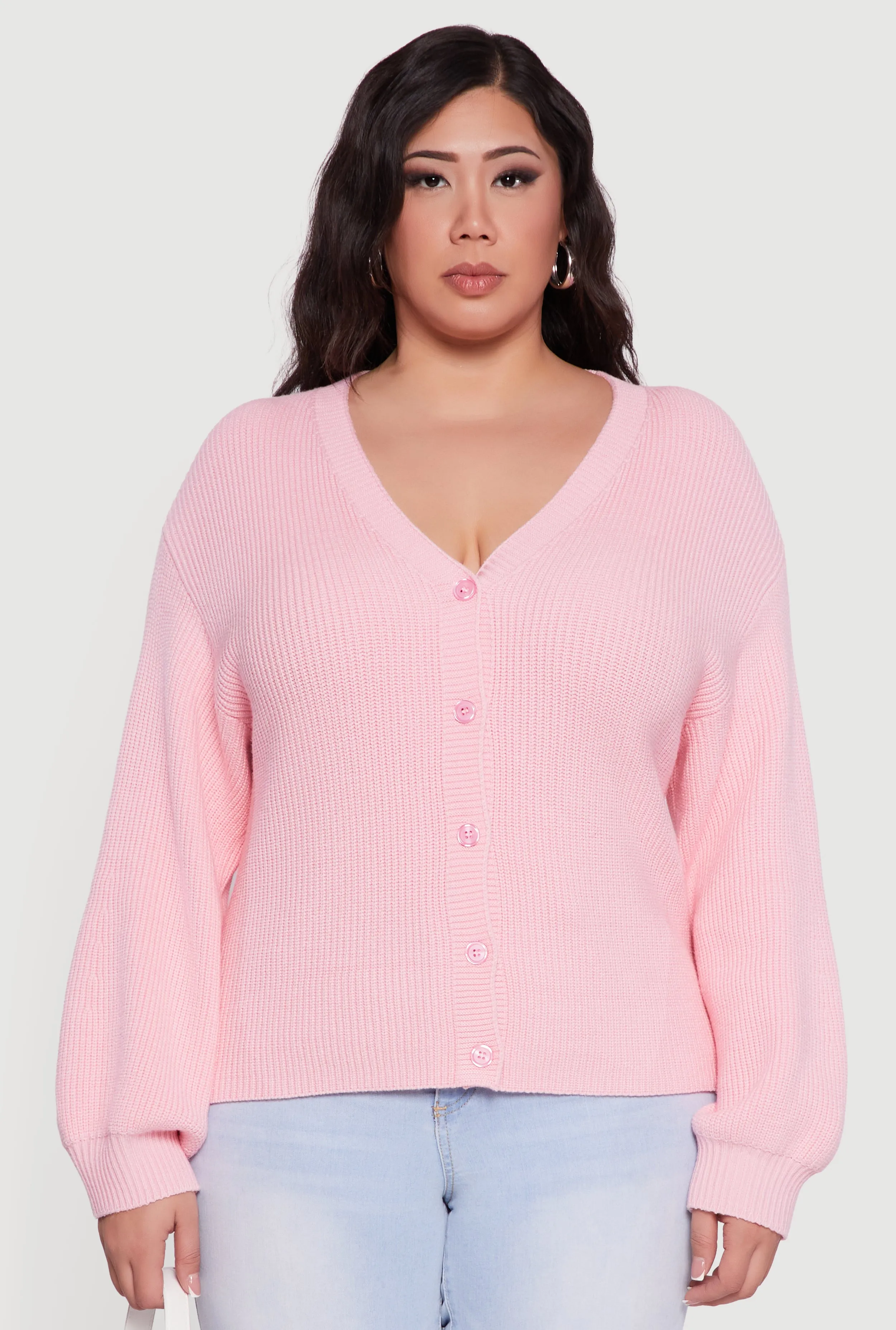 Plus Size Knitted Button Front Cardigan sold by Rainbow product image thumbnail 2