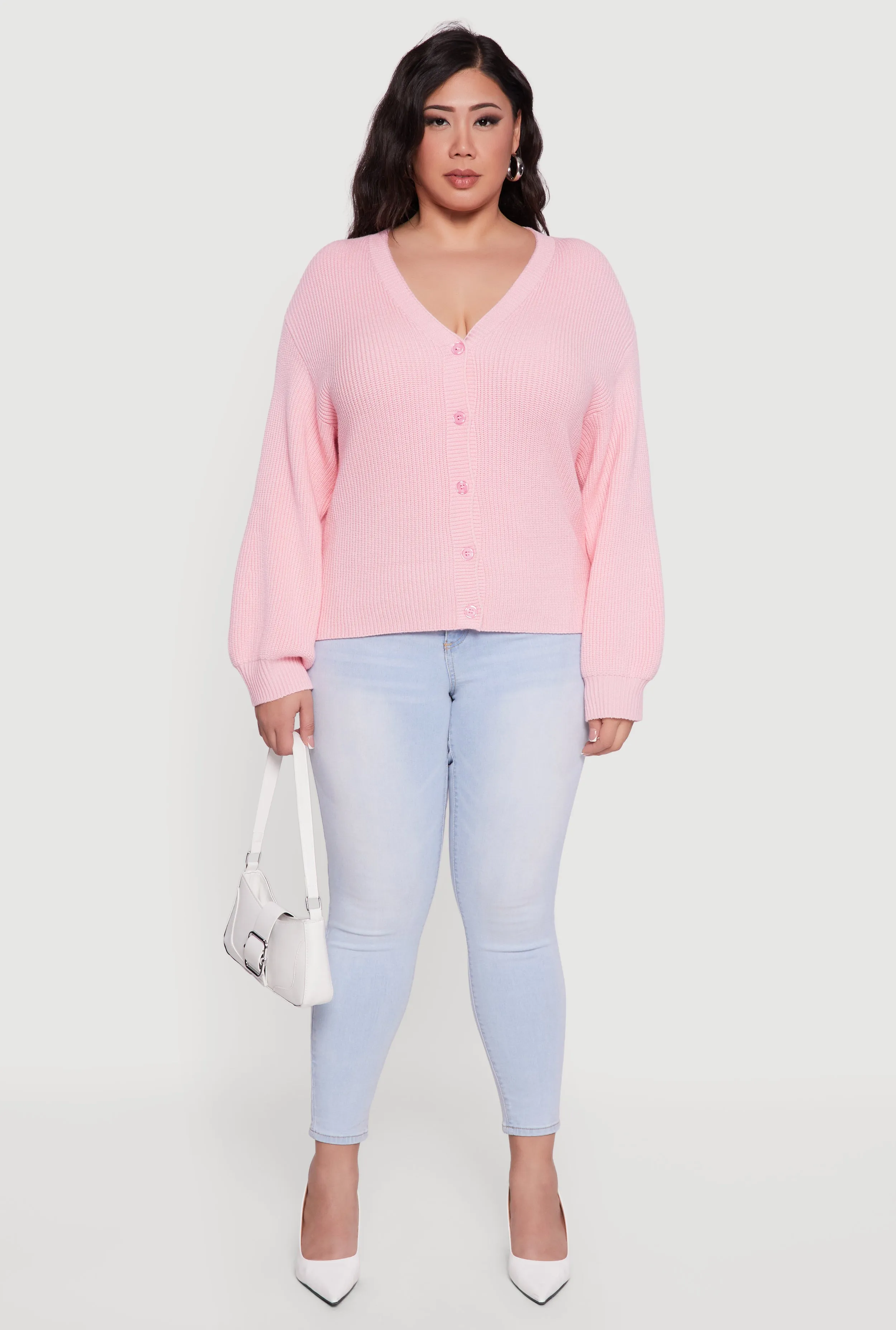 Plus Size Knitted Button Front Cardigan sold by Rainbow product image thumbnail 3